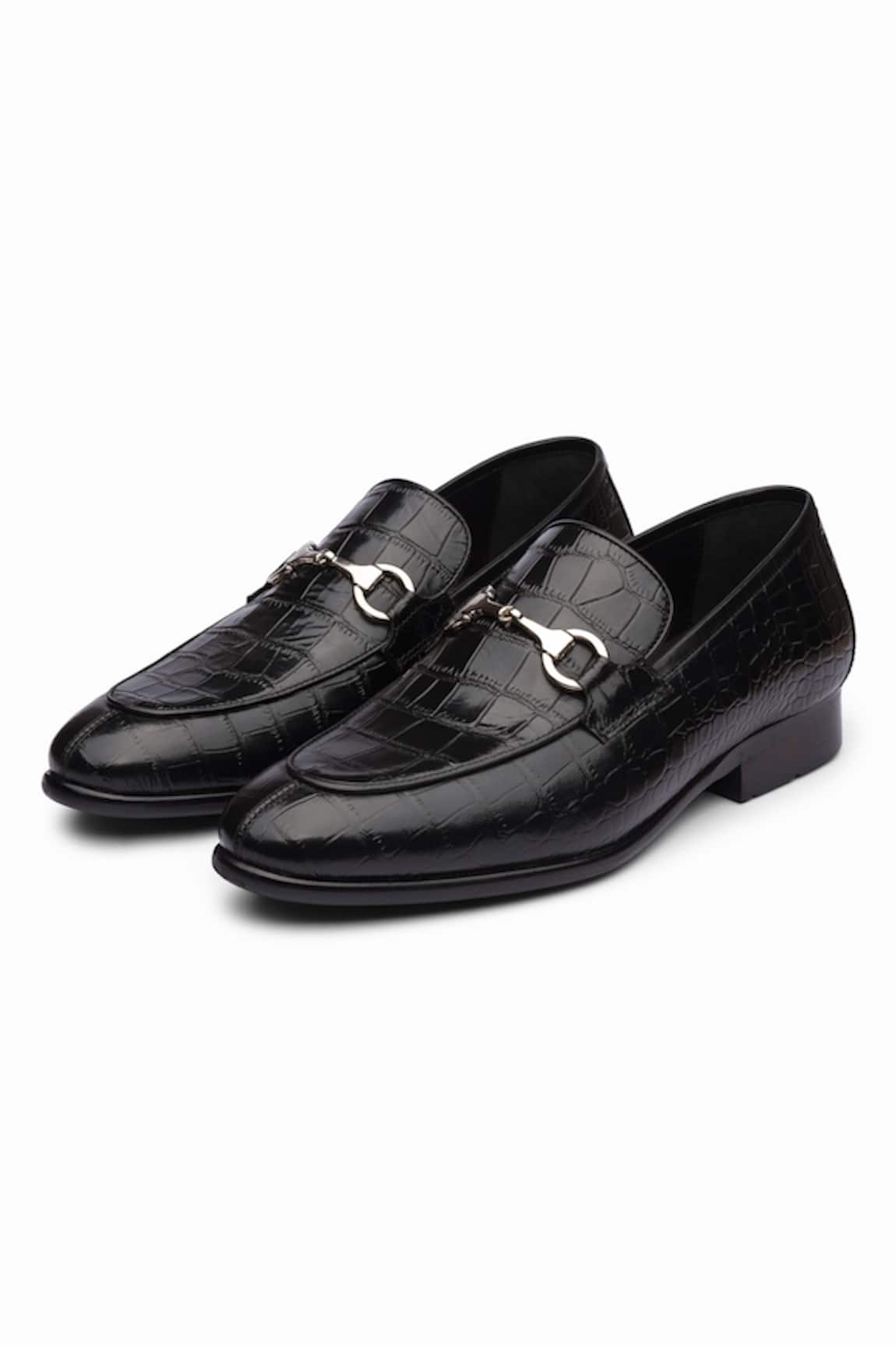 3dm Lifestyle Black Crocodile Horsebit Loafers 