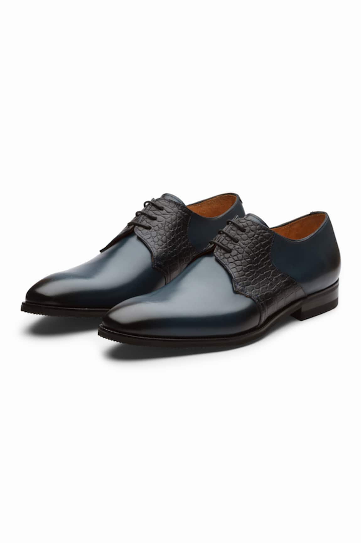 3dm Lifestyle Albert Crocodile Leather Navy Derby Shoes 
