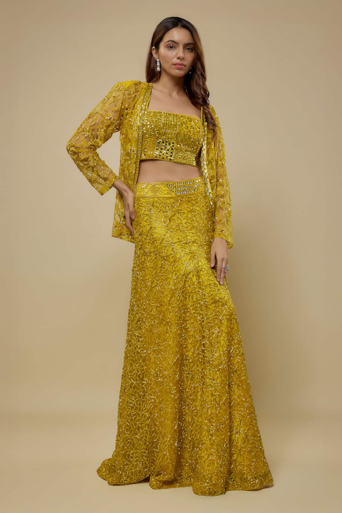 Asaga Citrine Jacket & Skirt Set 
