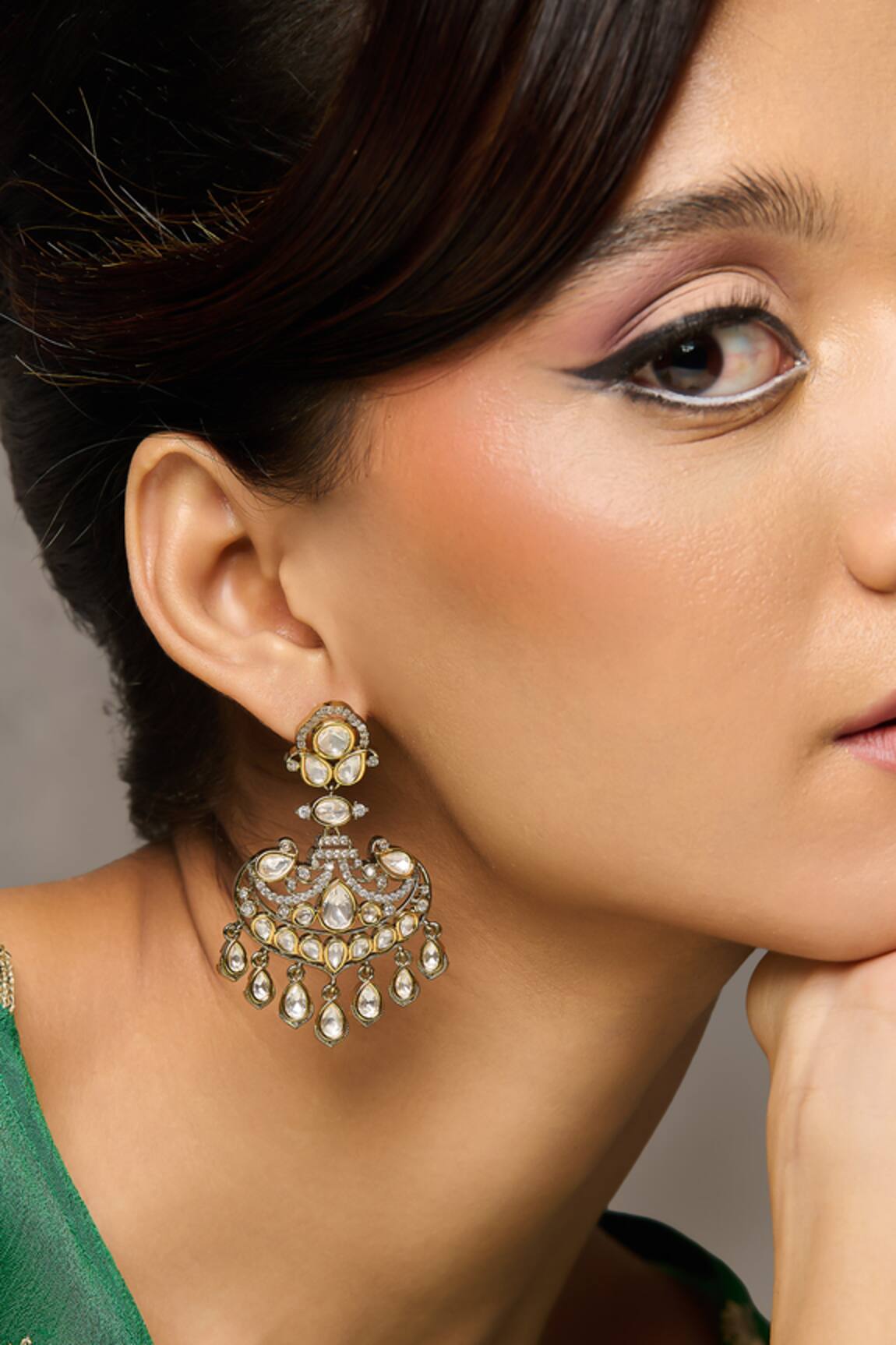 Curio Cottage Meira Dusk Gold Chandelier Earrings 