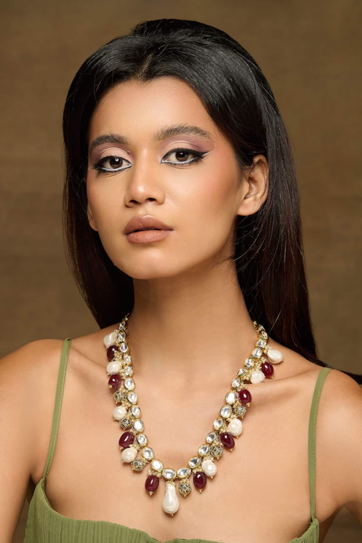 Curio Cottage Meira Rouge Baroque Kundan Necklace 