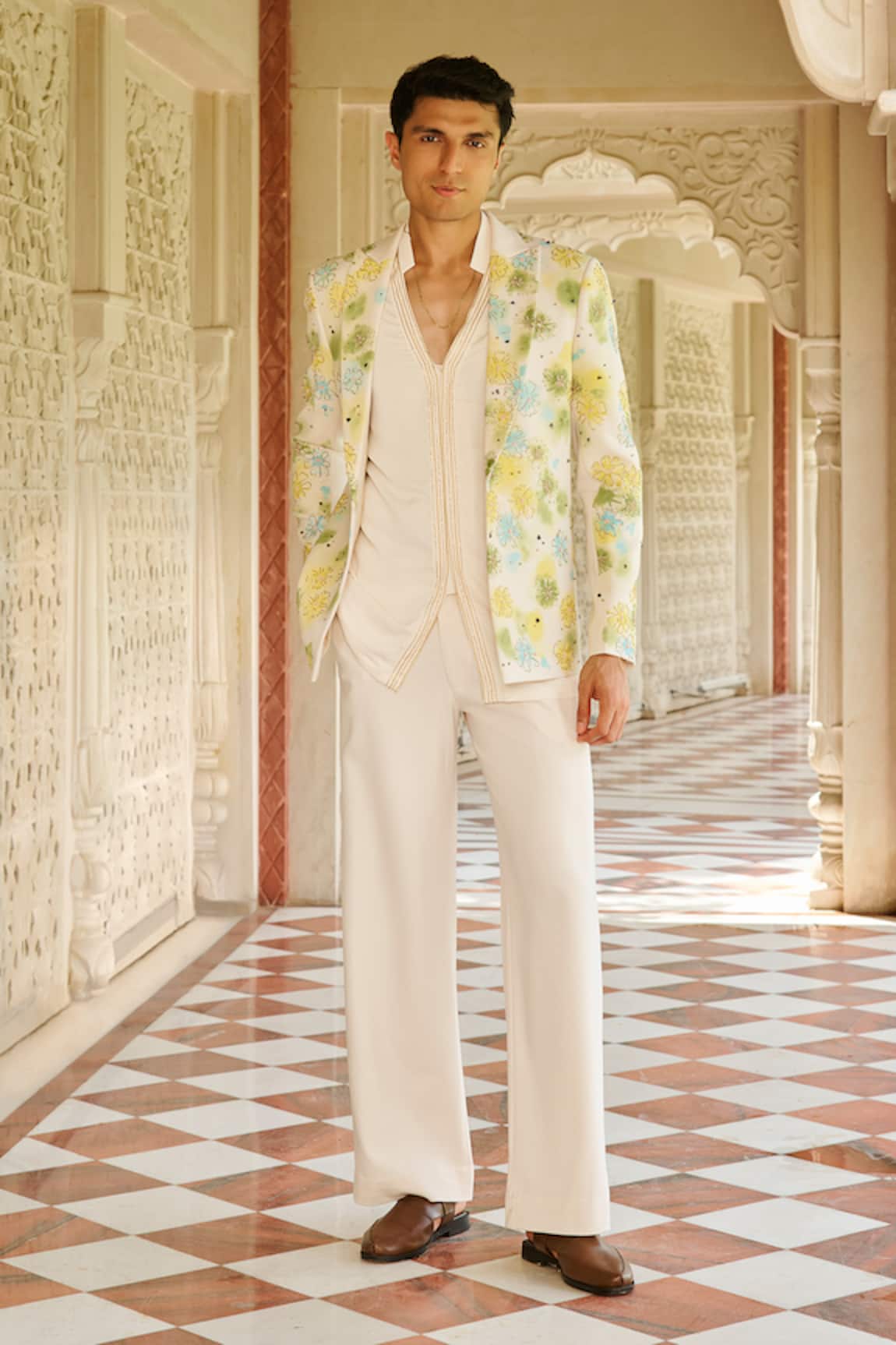 Contrast By Parth Floral Pattern Blazer Set 