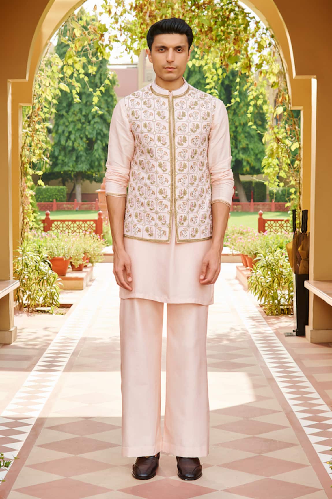 Contrast By Parth Embroidered Bundi Kurta Set 