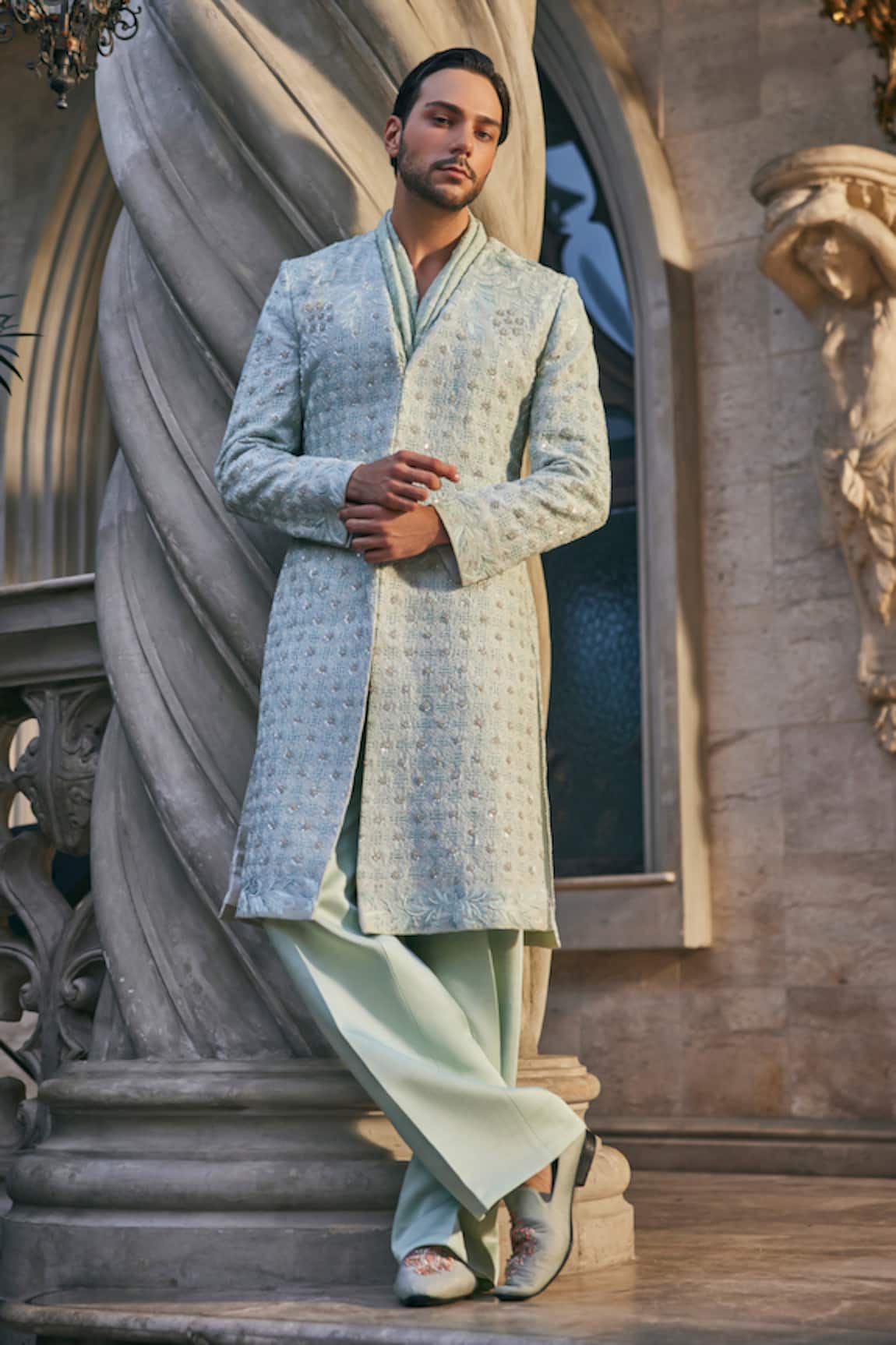 Jigar & Nikita Mirage Embroidered Sherwani Set 