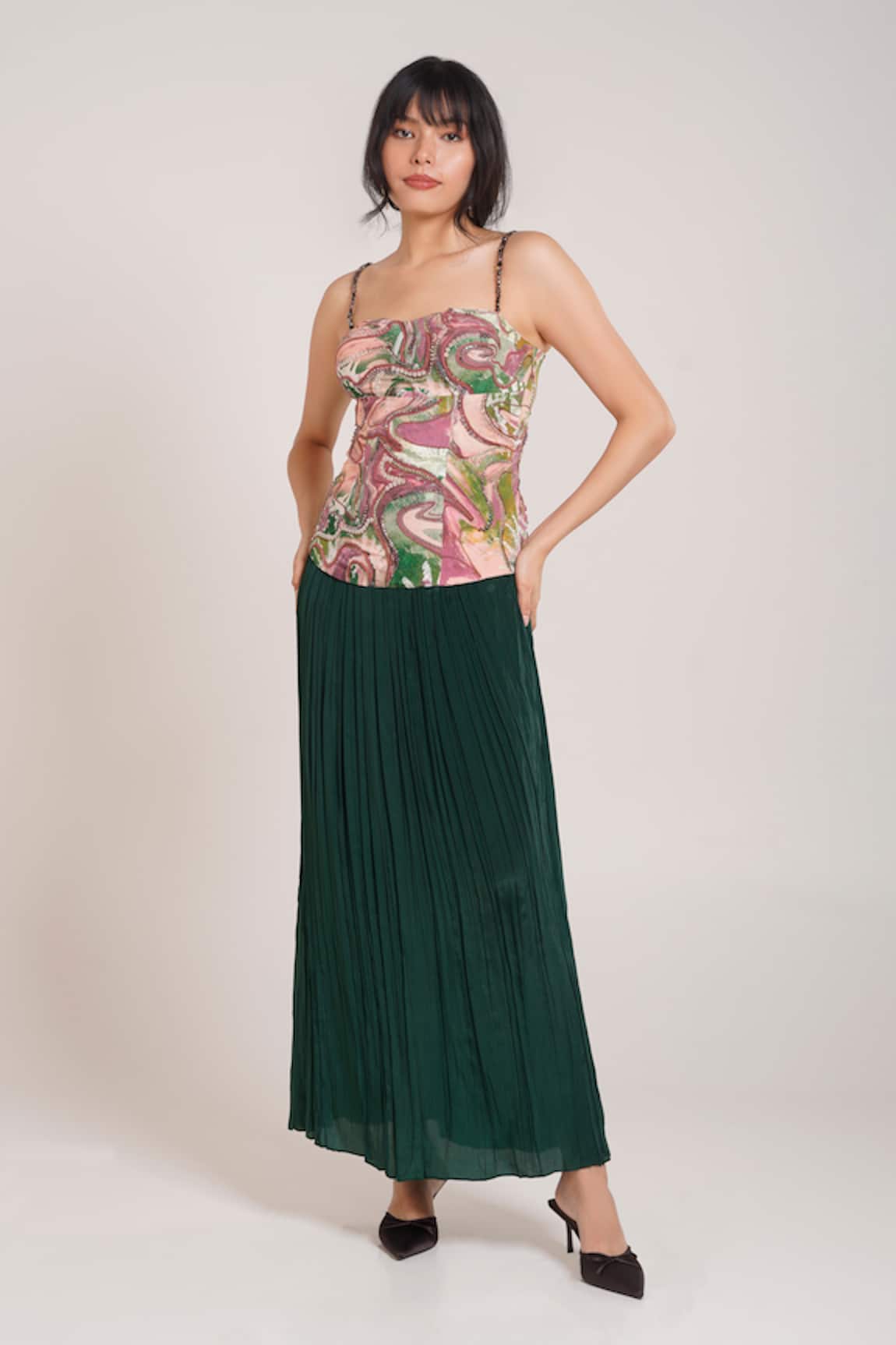 Advait Ira Embroidered Top With Skirt 