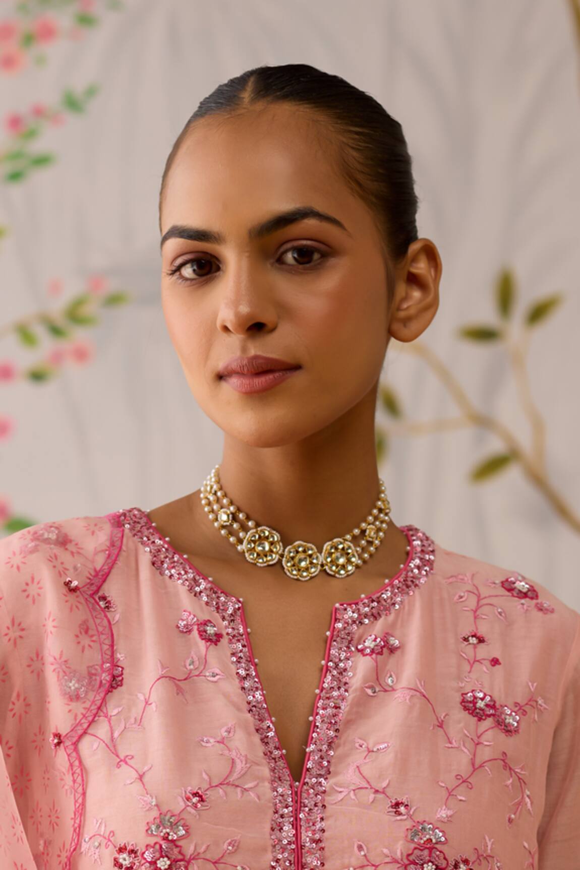 Maisara Jewelry Pachi Kundan & Glass Pearl Choker 
