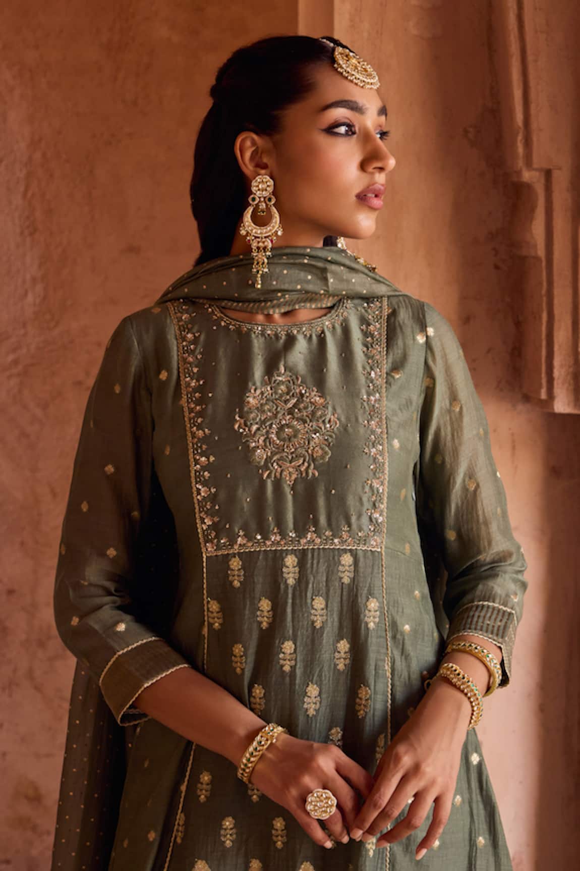 Maisara Jewelry Kundan Chandbali Earrings 