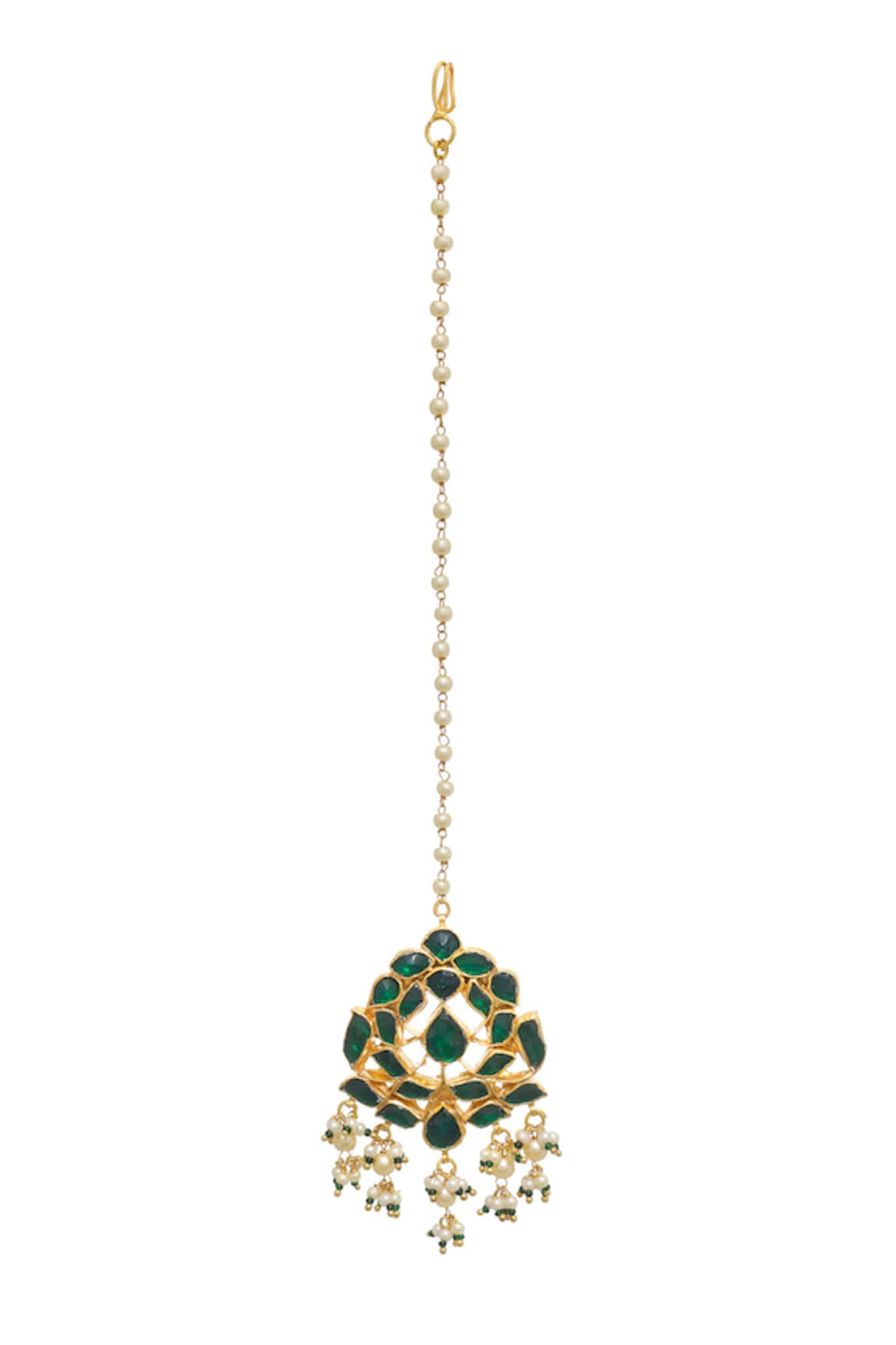 Maisara Jewelry Pearl & Stone Embellished Floral Maangtikka 