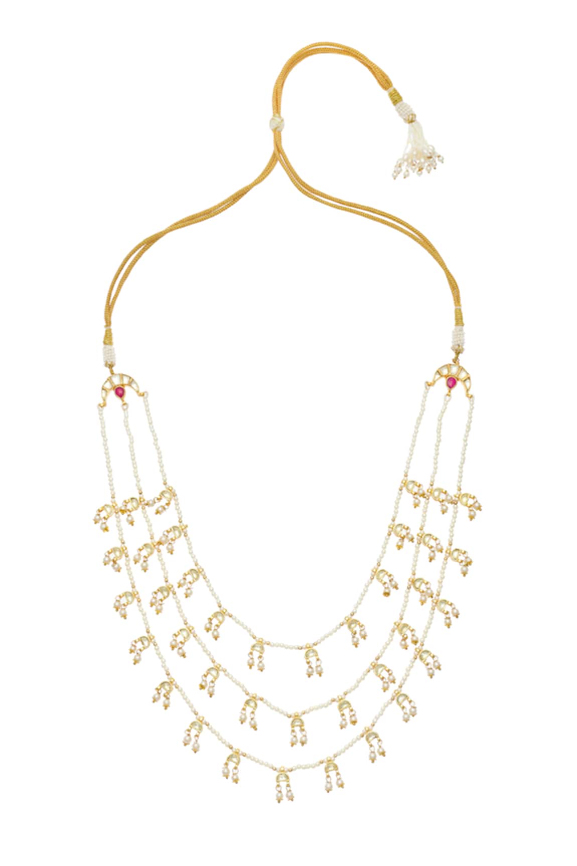 Maisara Jewelry Layered Pearl & Gold Polish Necklace 