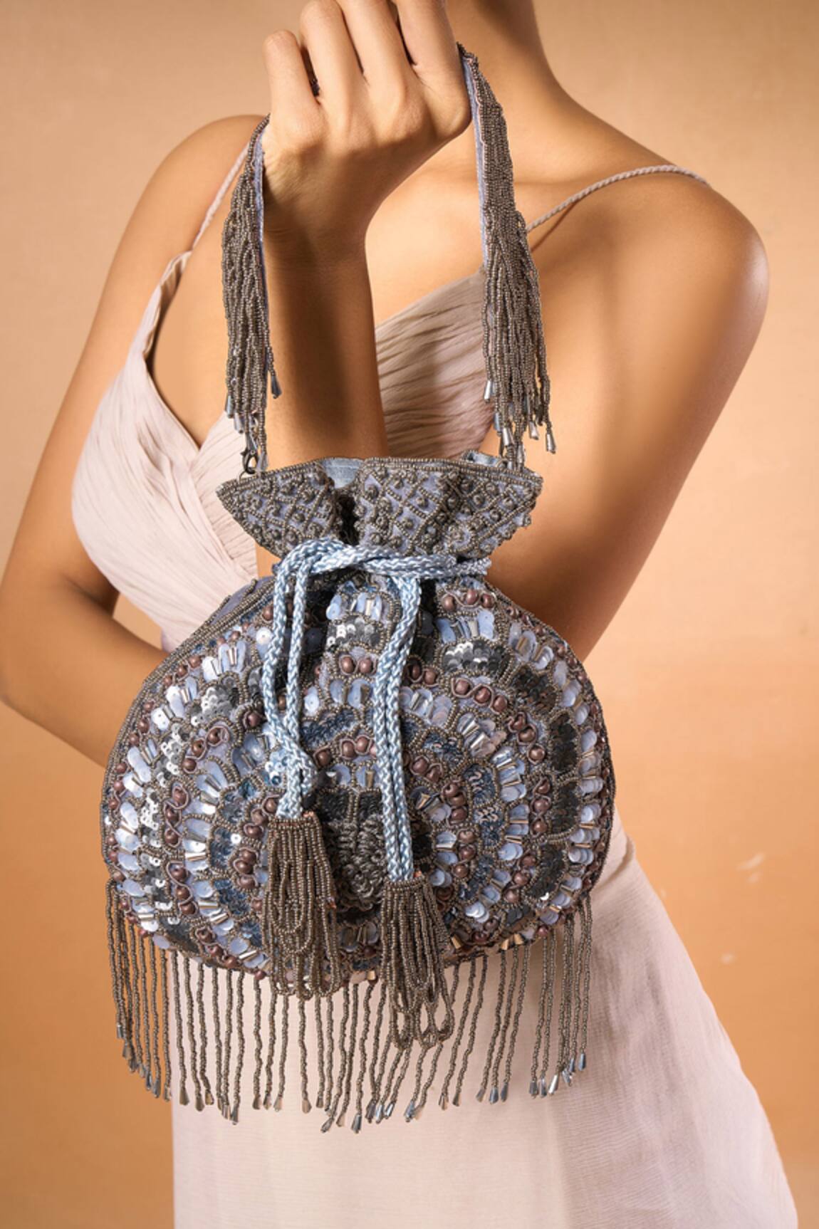 Nazaakat By Samara Singh Intricate Stone Work Potli Bag 