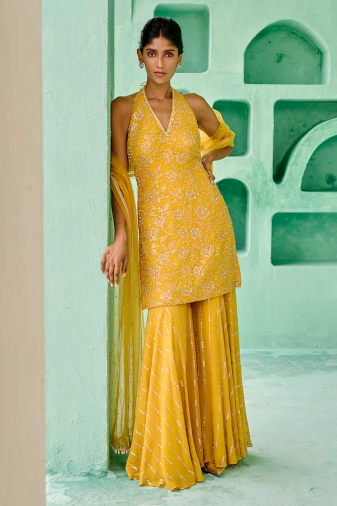 Chamee And Palak Fiza Embroidered Kurta & Sharara Set 