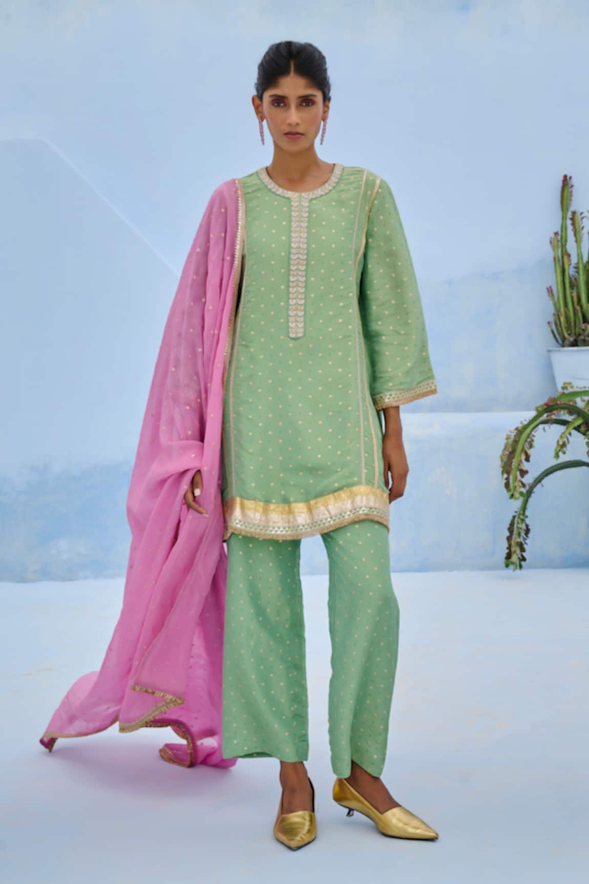Chamee And Palak Mina Embroidered Tunic Set 