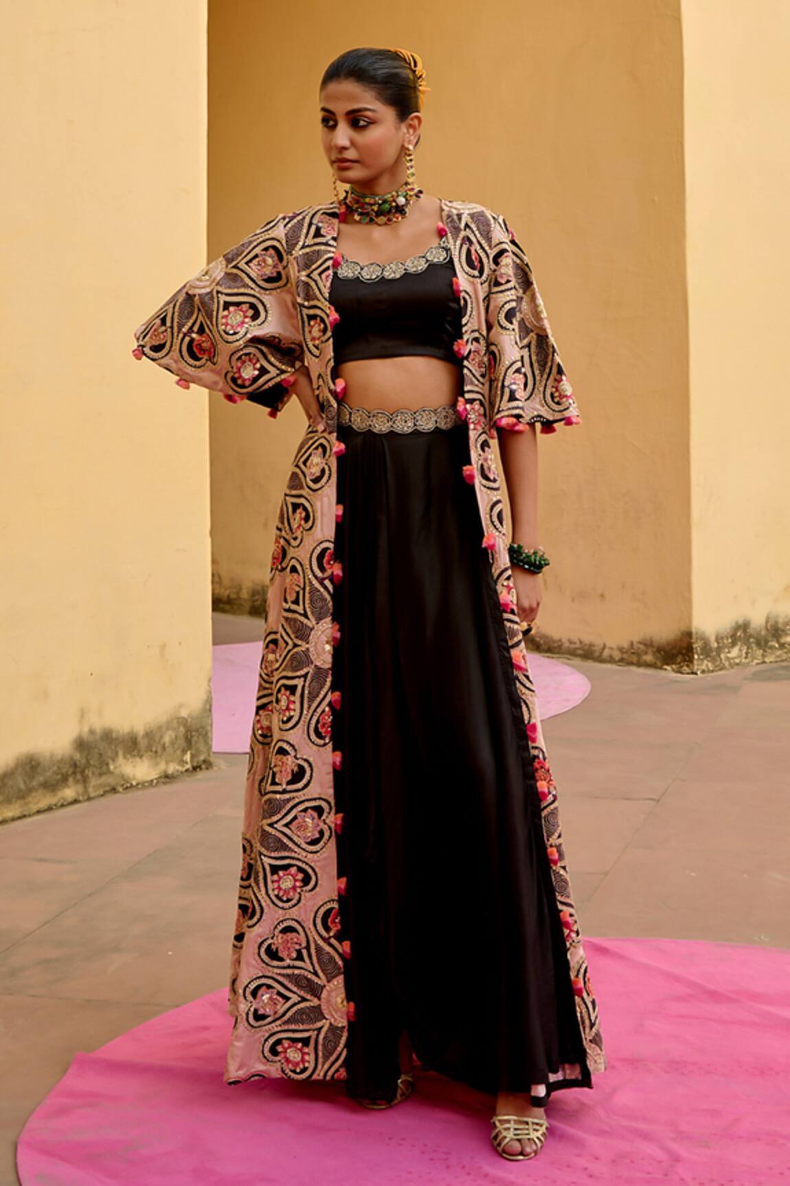 Swati Vijaivargie Surajmukhi Floral Pattern Jacket & Lehenga Set 