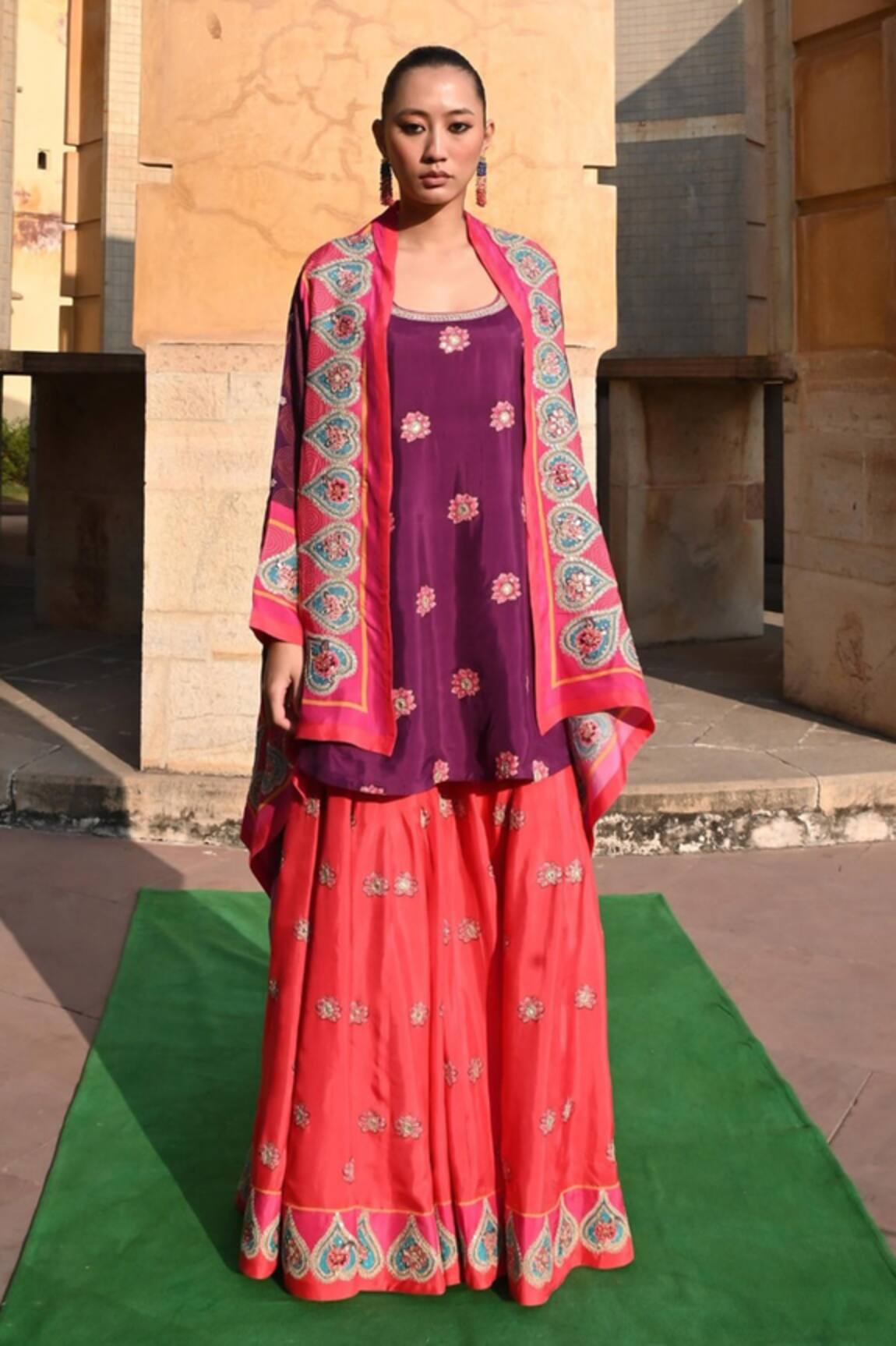 Swati Vijaivargie Embroidered Cape & Sharara Set 