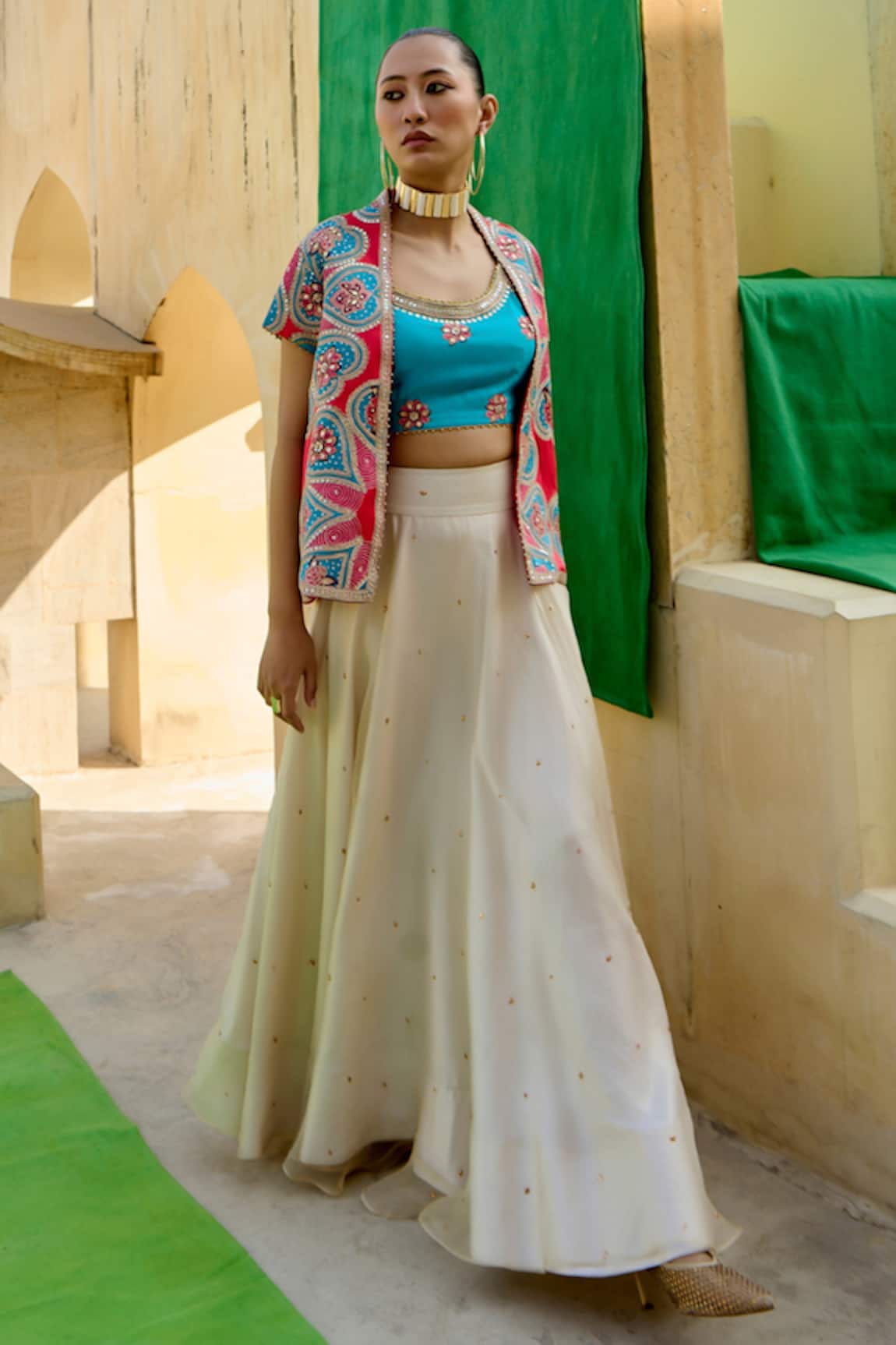 Swati Vijaivargie Embroidered Jacket & Skirt Set 