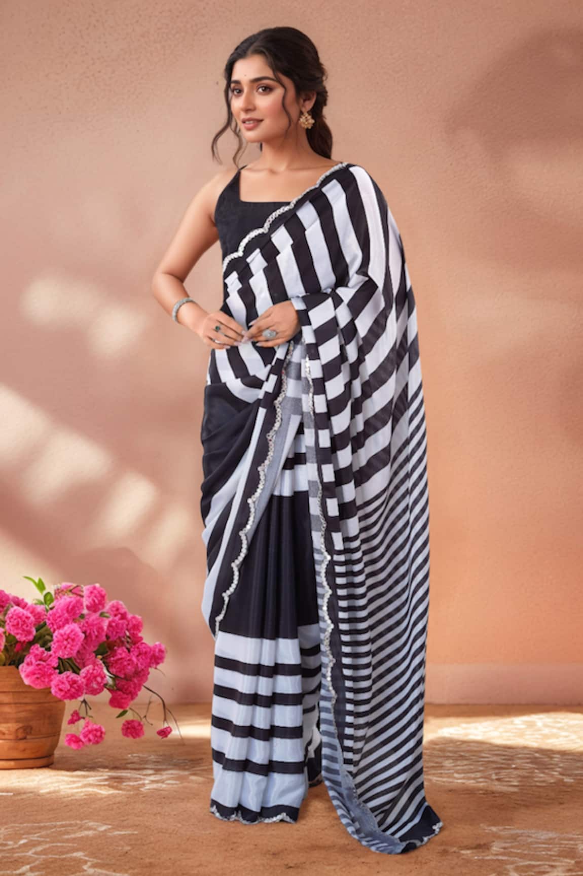 Naintara Bajaj Printed Saree With Unstitched Blouse Piece 