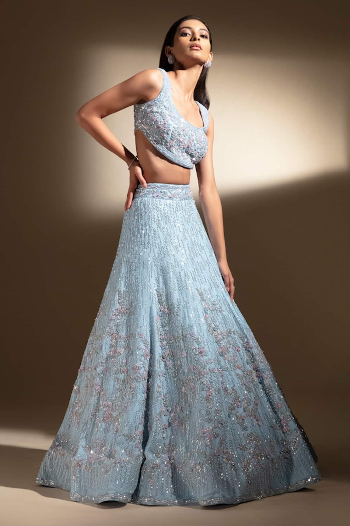 Panihari Floral Embroidered Lehenga & Blouse Set 