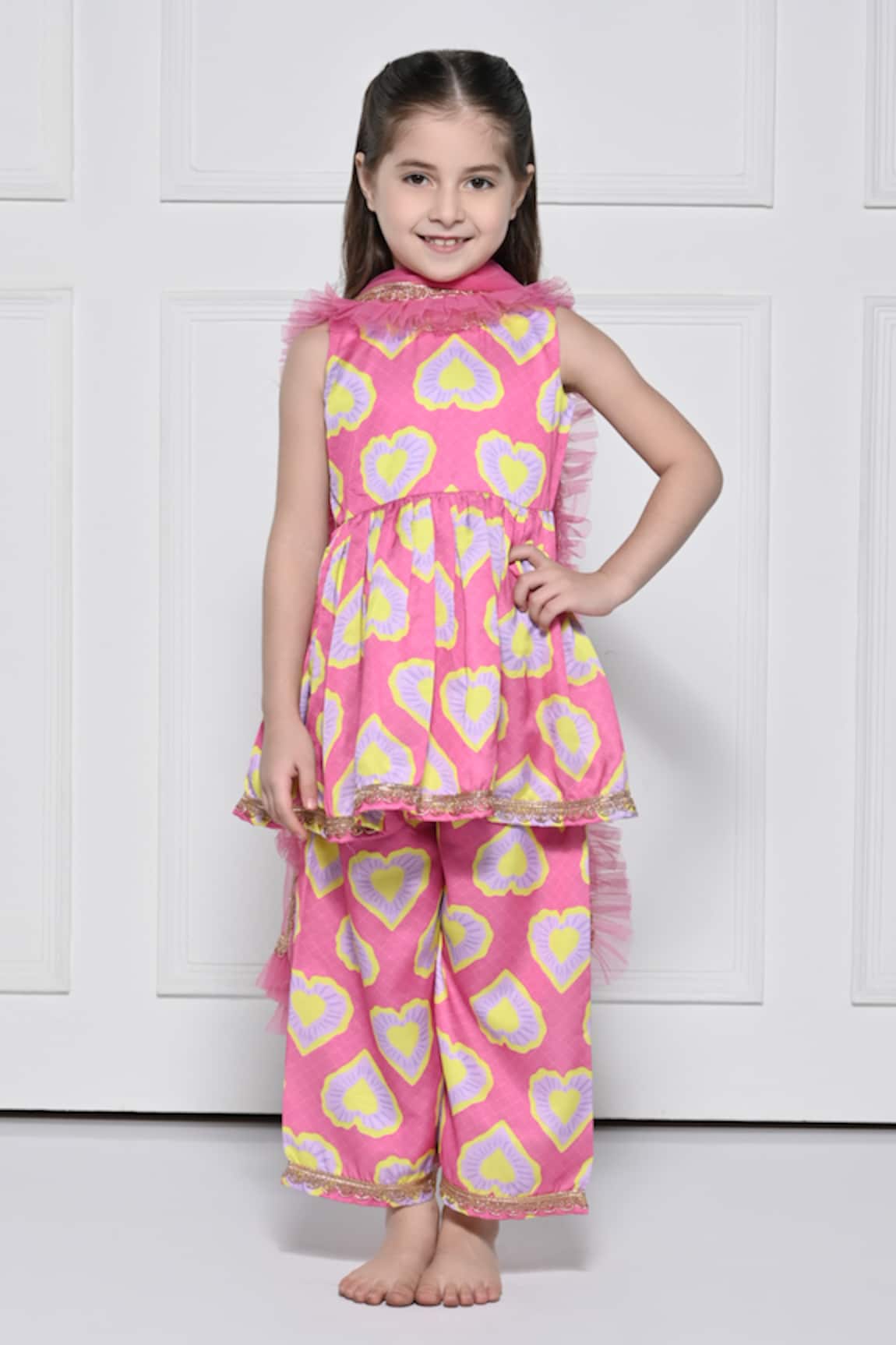 The Pony & Peony Co. Heart Print Anarkali Pant Set 