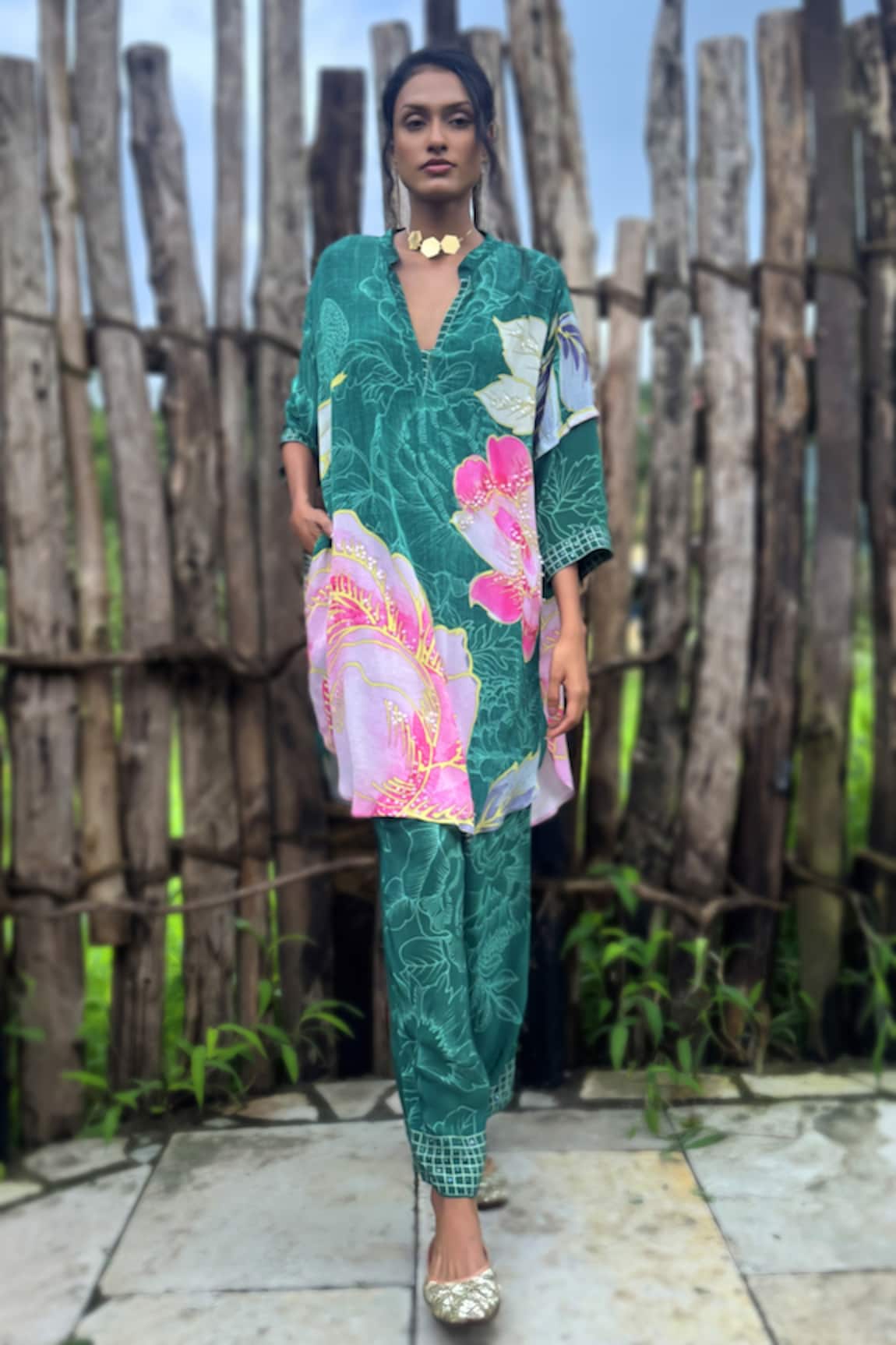 Basil Leaf Florette Print Kurta & Pant Set 