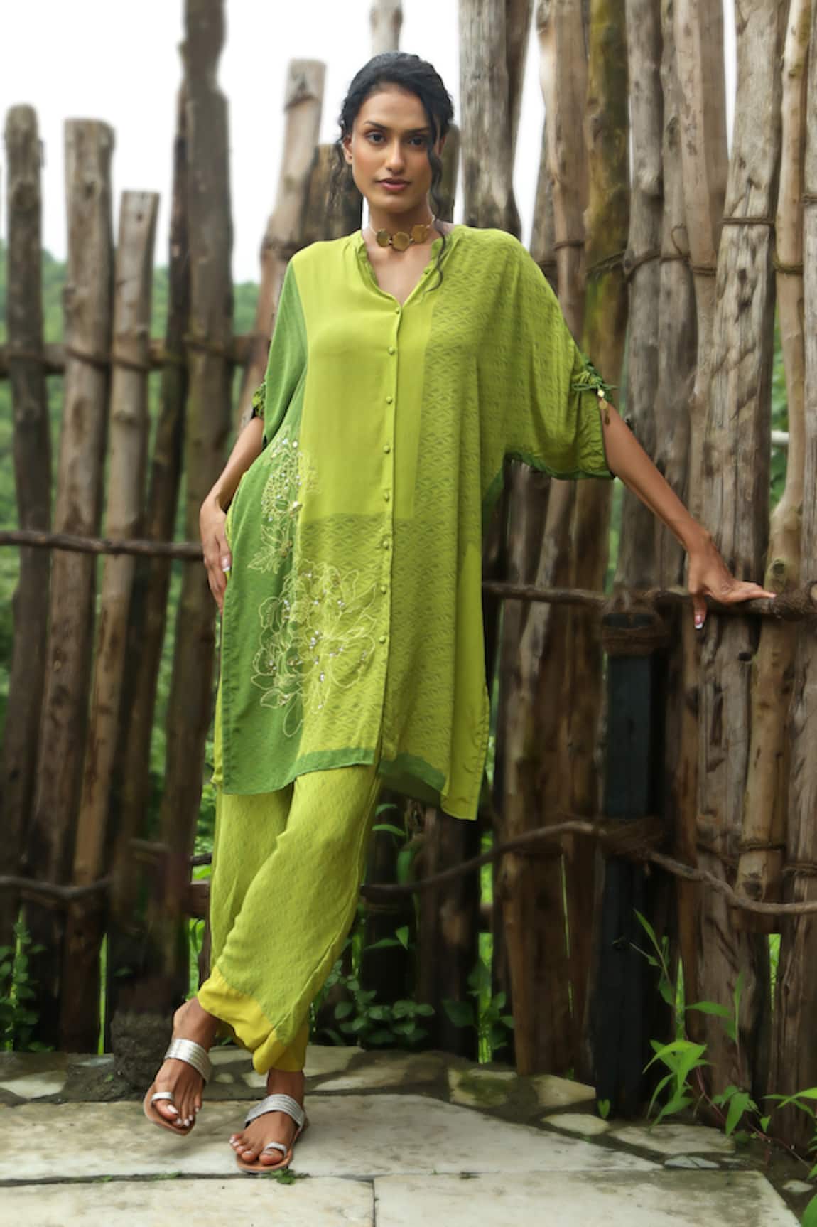 Basil Leaf Printed Kurta With Pant 