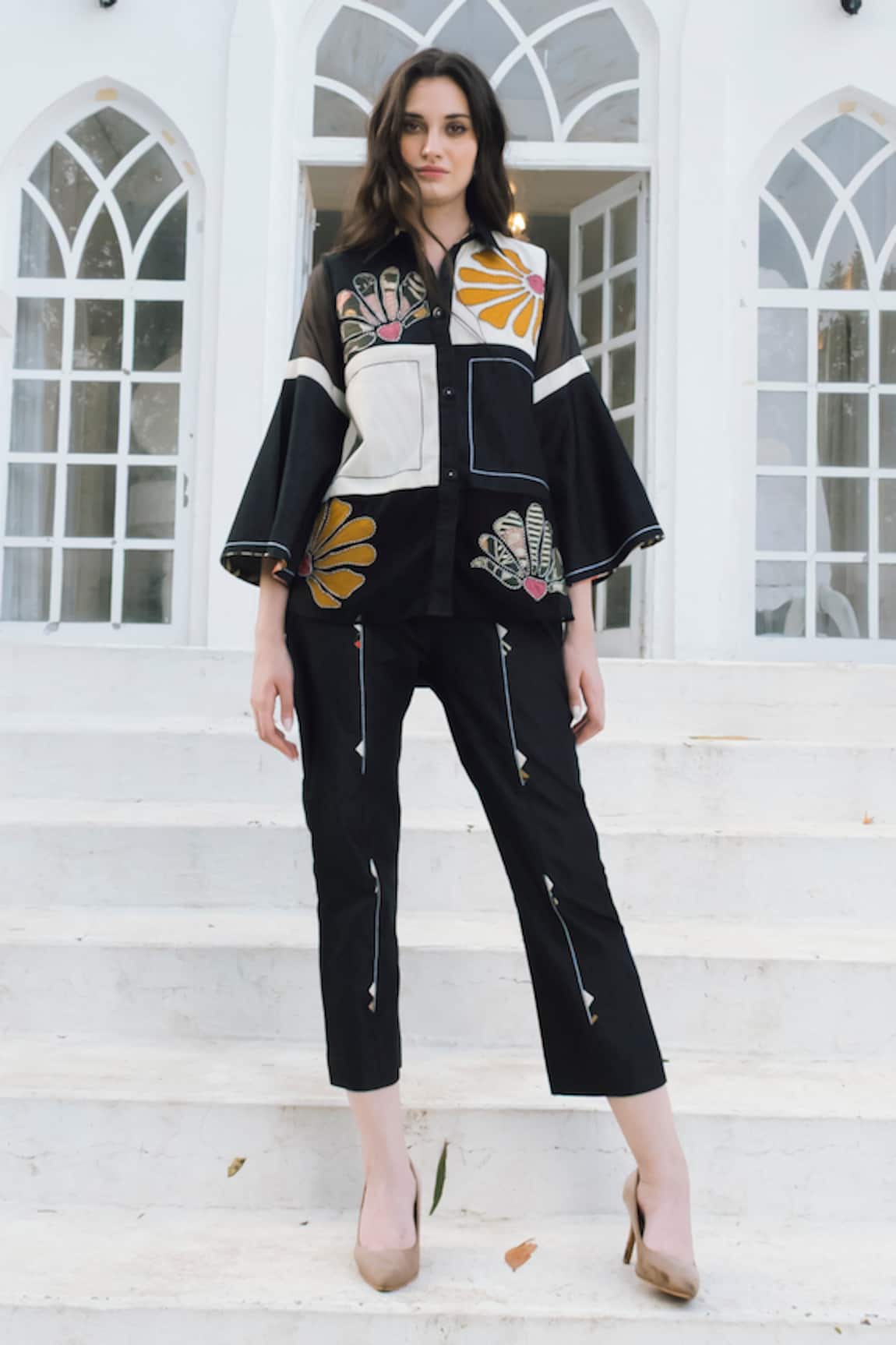 Shagun Nagi The Label Applique Embroidered Shirt With Pant