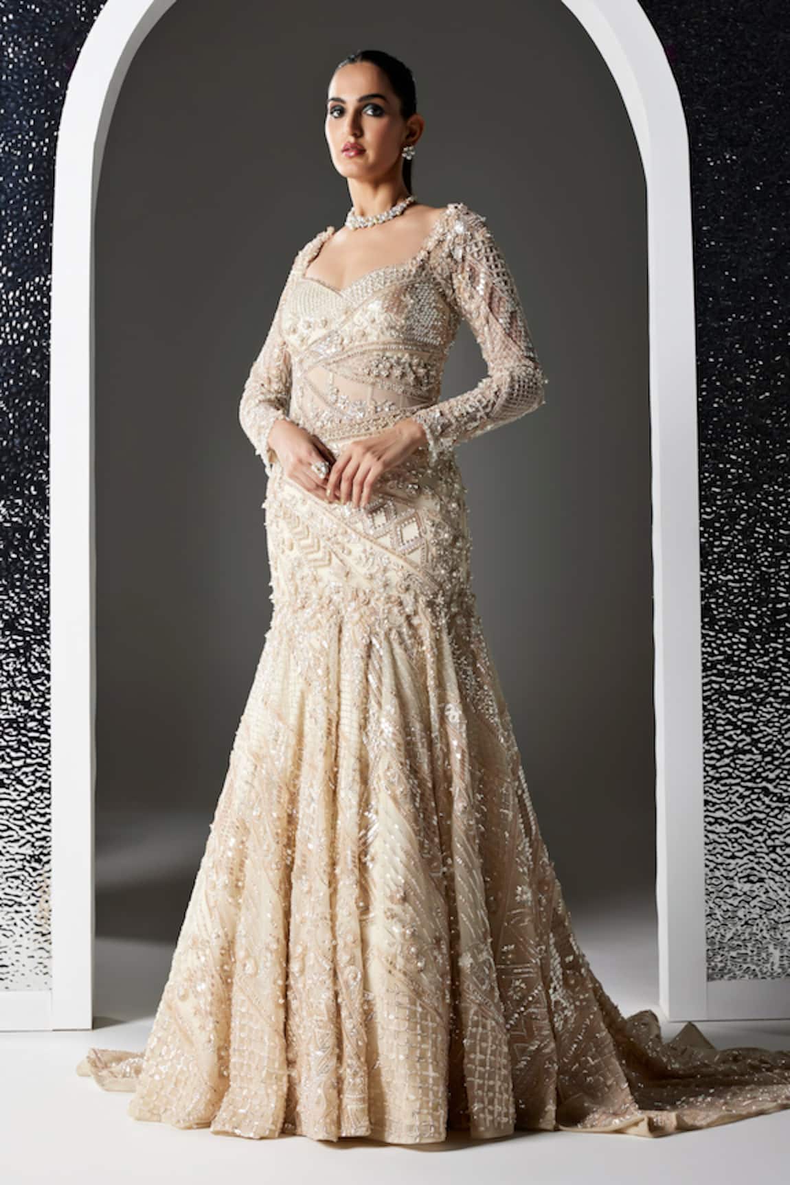 Opus Atelier Ivory Aurelle Embroidered Gown