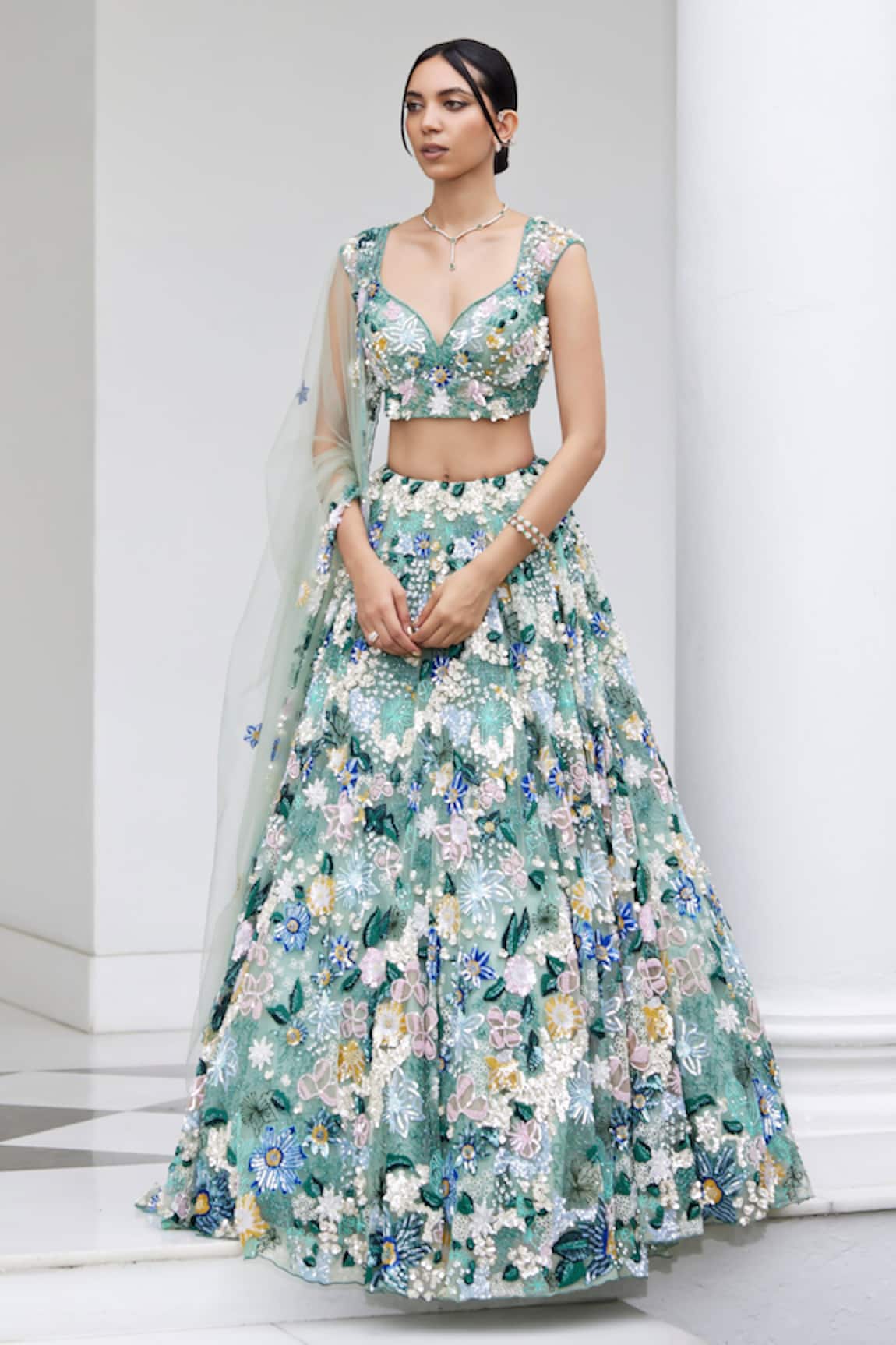 Opus Atelier Floral Embroidered Lehenga Set