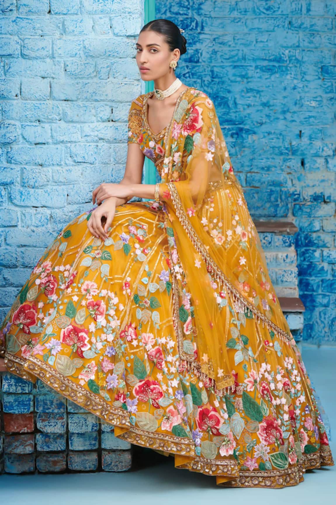 Opus Atelier Yellow Multicolour Zion Lehenga Set