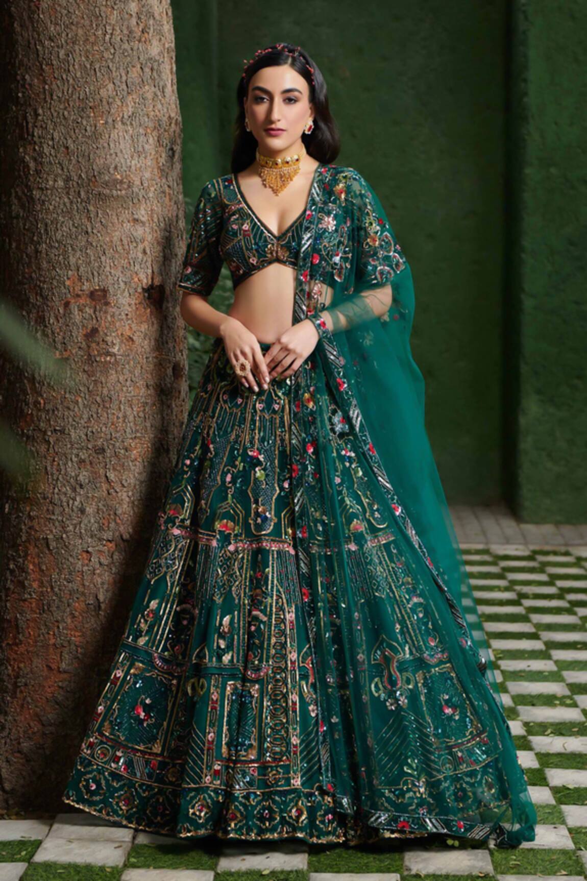 Opus Atelier Geometric Pattern Lehenga Set