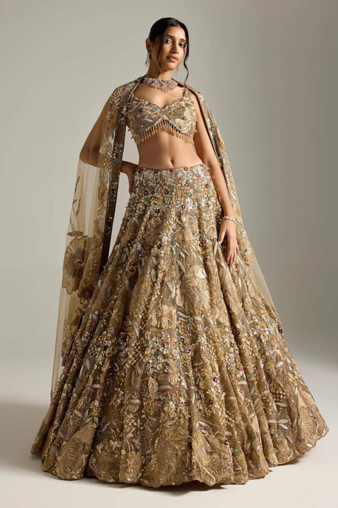 Opus Atelier Gold Vivanna Bridal Lehenga Set 