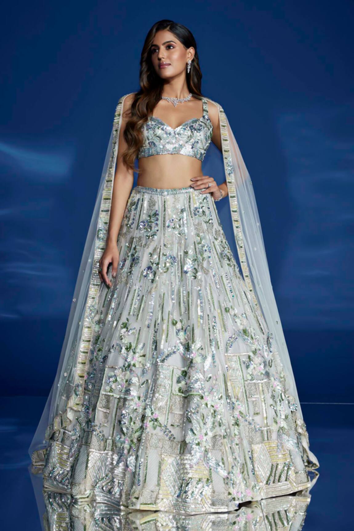 Opus Atelier Light Olive Green Lehenga Set 