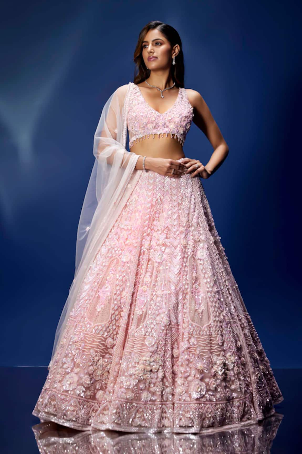 Opus Atelier Pink Embroidered Lehenga Set 