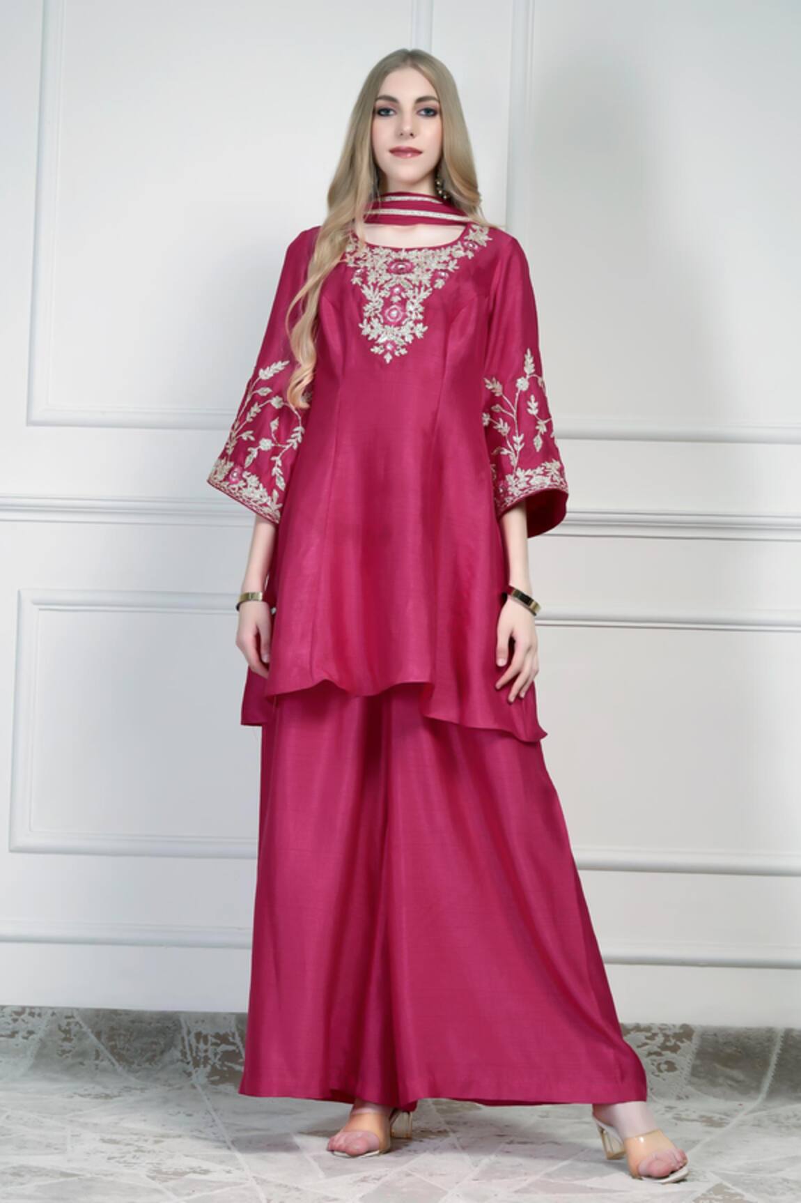 House Of Supriya Embroidered Yoke Kurta Palazzo Set 