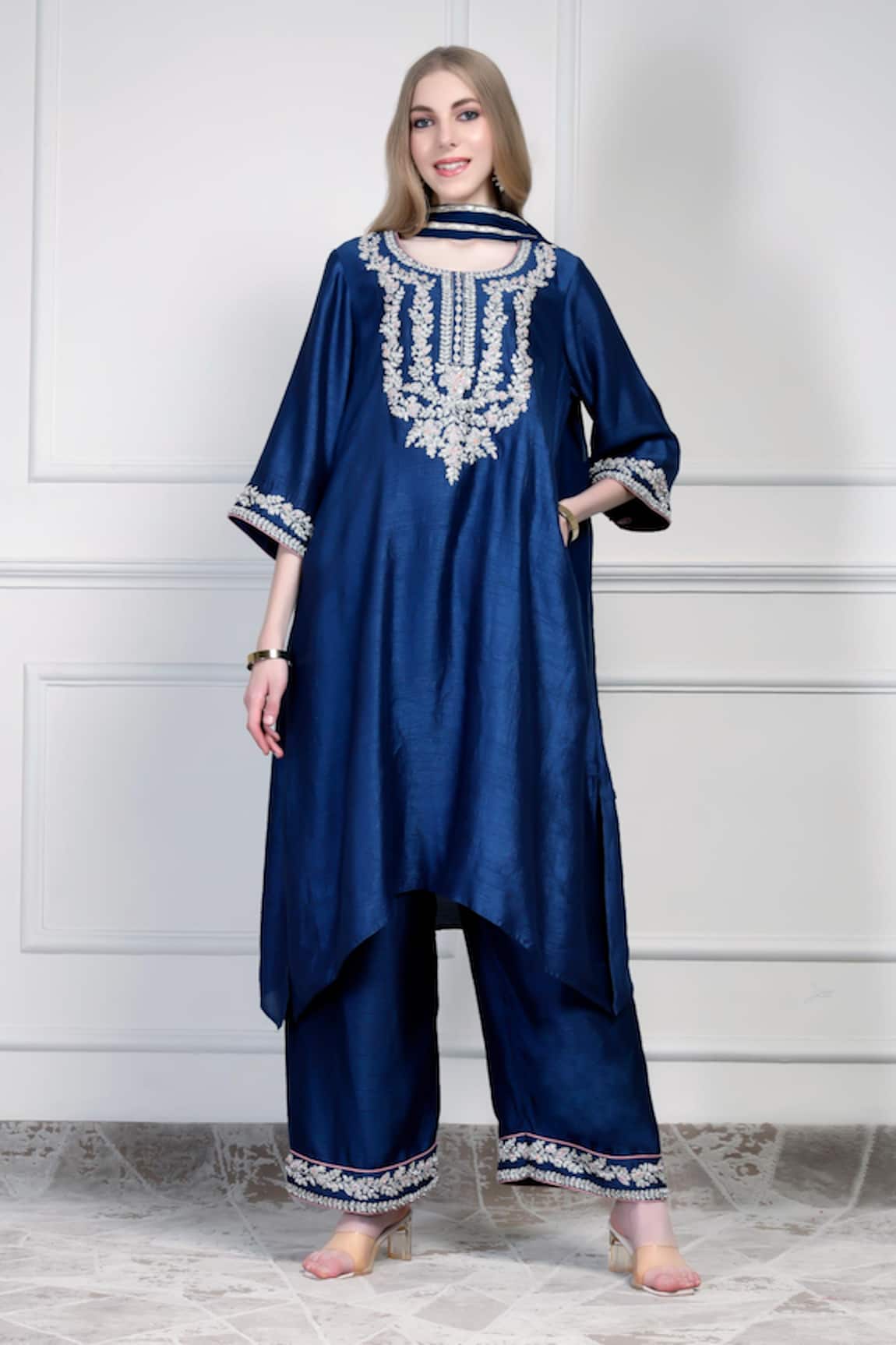 House Of Supriya Embroidered Yoke Kurta Palazzo Set 
