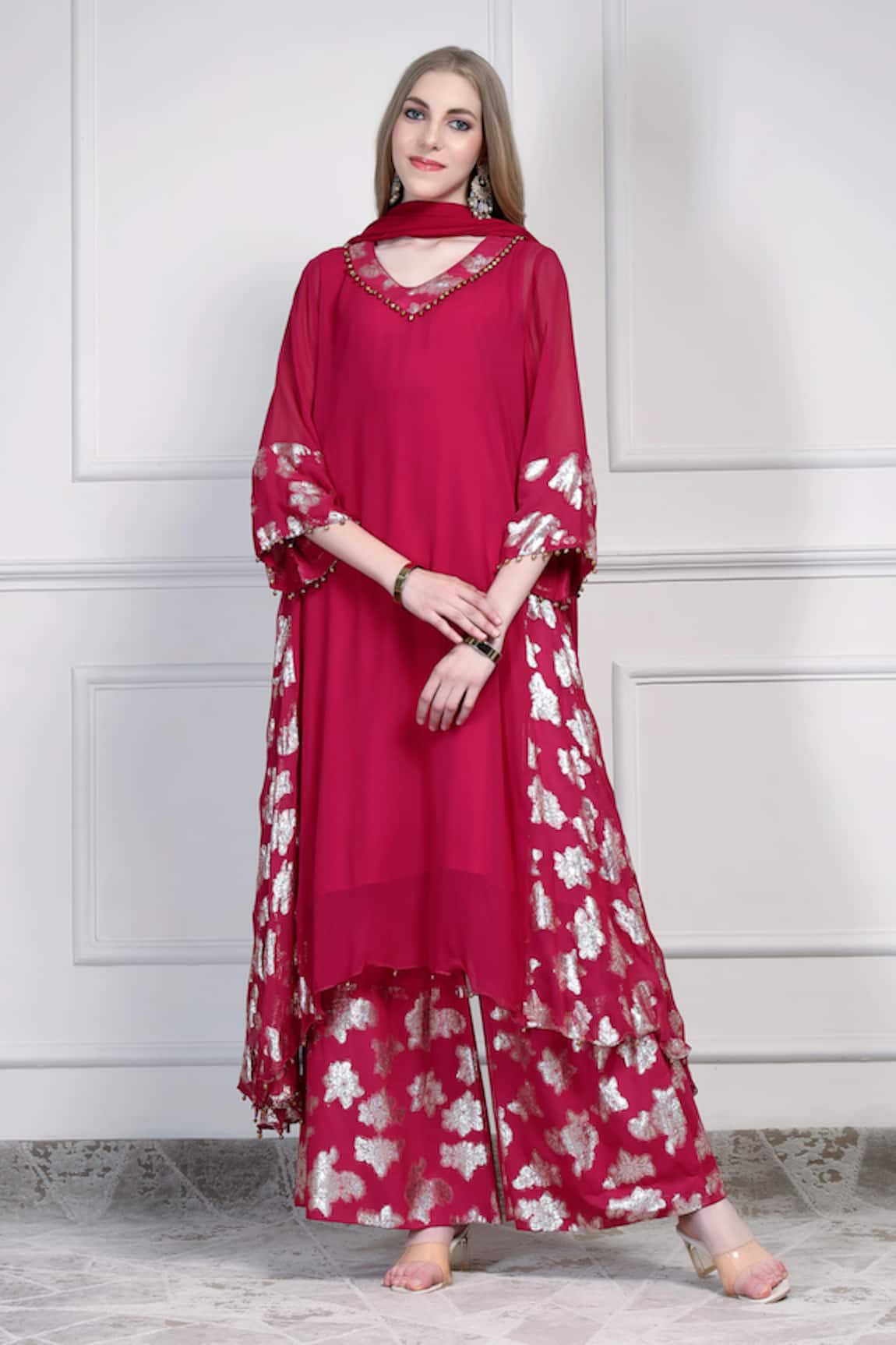House Of Supriya Floral Pattern Kurta Palazzo Set 