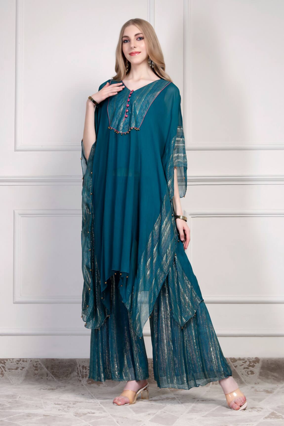 House Of Supriya Textured Kaftan With Gharara 