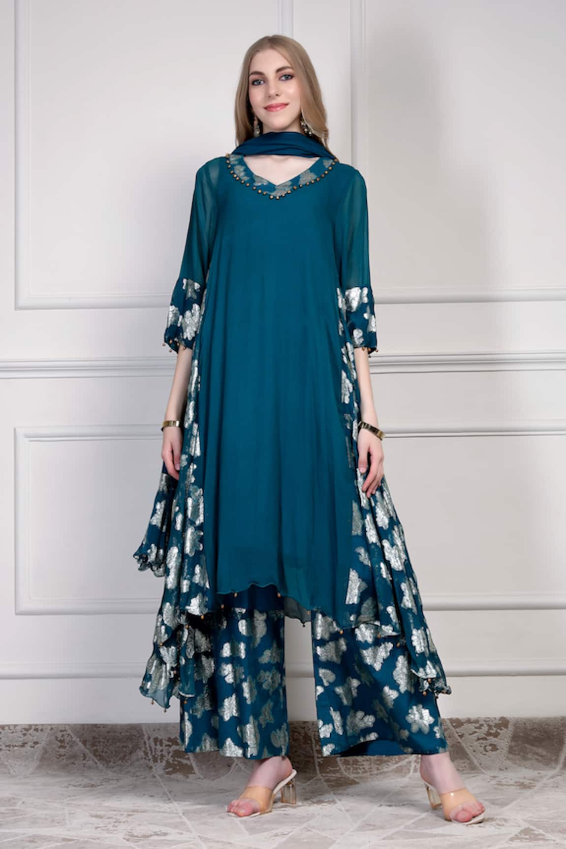 House Of Supriya Floral Pattern Kurta Palazzo Set 