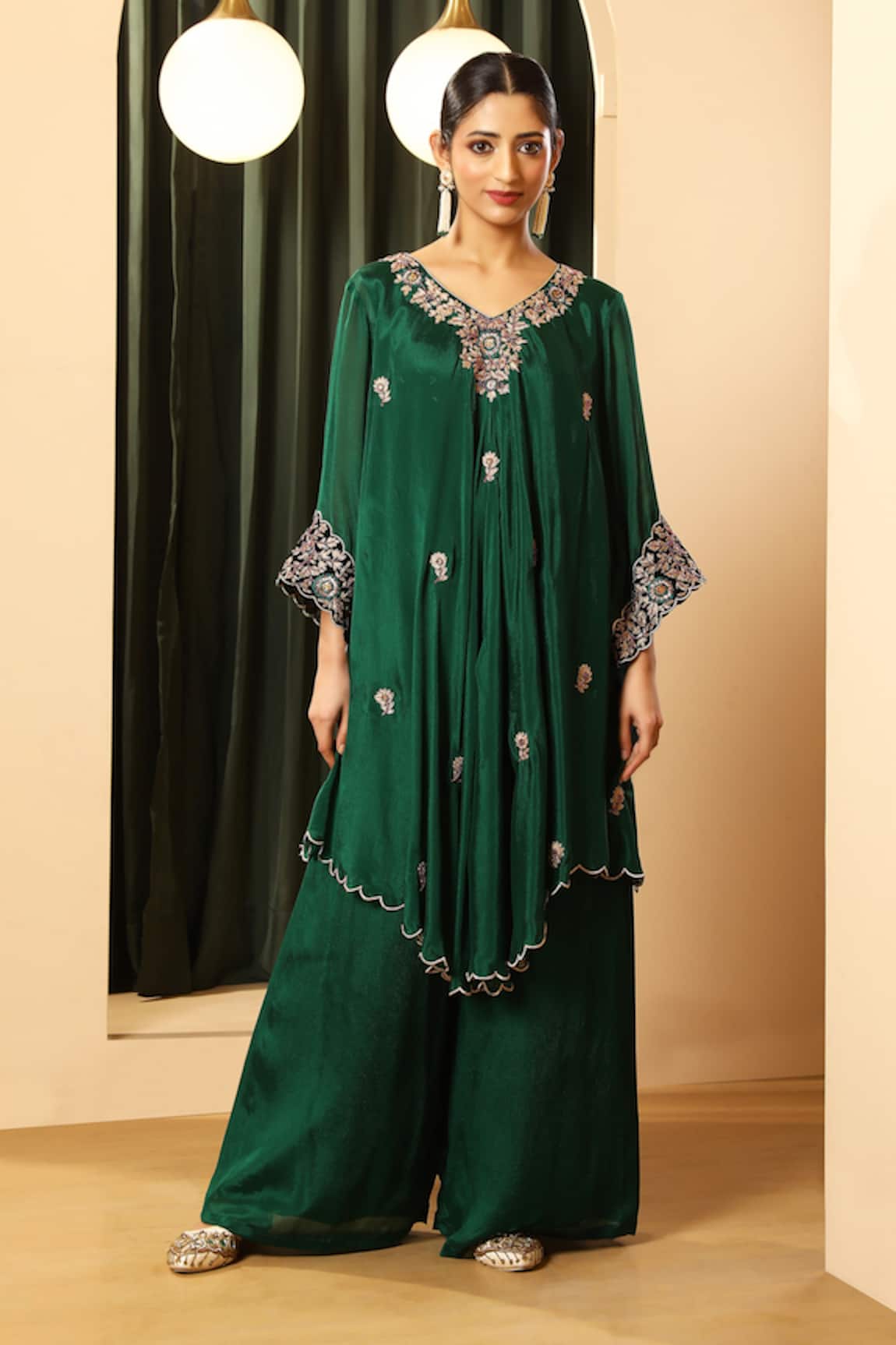 House Of Supriya Butti Work Kurta With Palazzo 