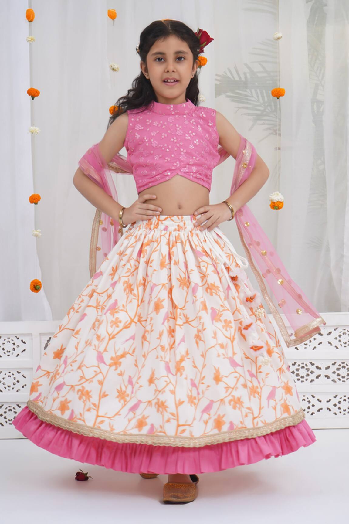 Little Bansi Floral Pattern Lehenga Set 