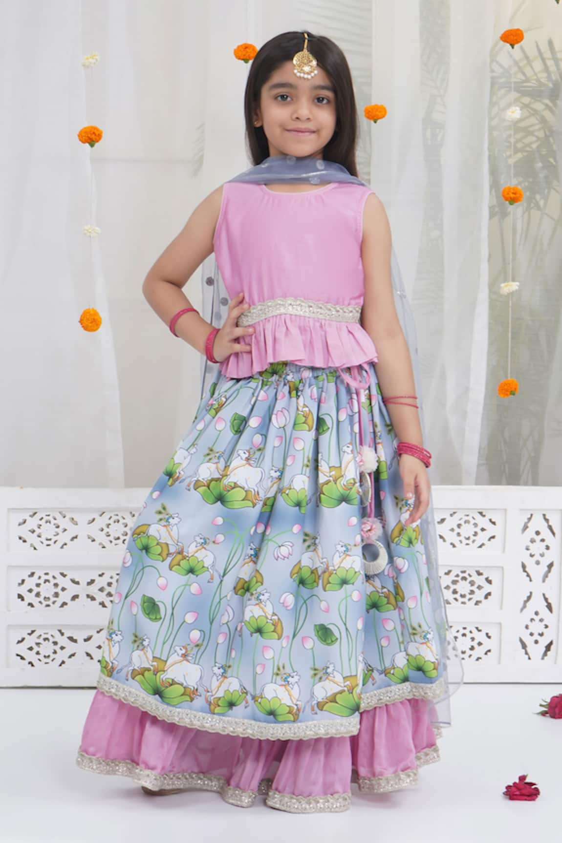 Little Bansi Floral Pattern Lehenga Set 