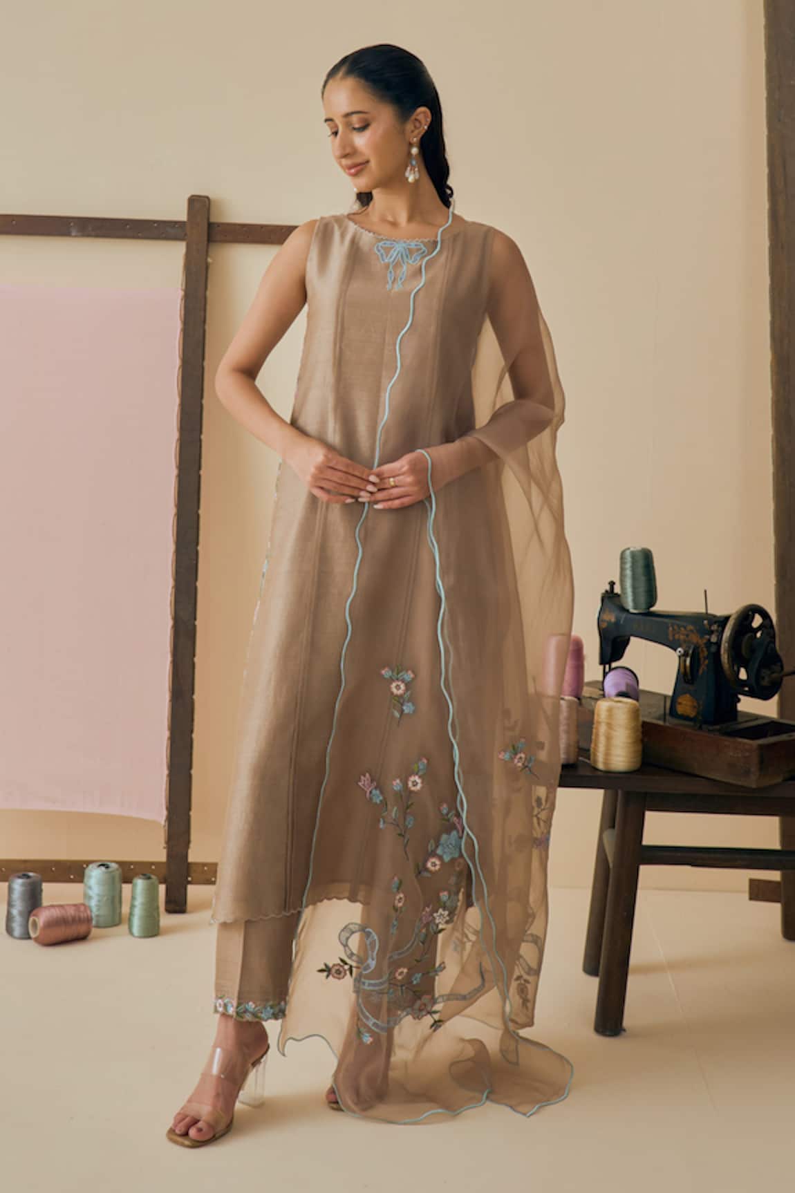 Bhawna Sethi Saaz Ribbon Placement Embroidered Kurta Set 