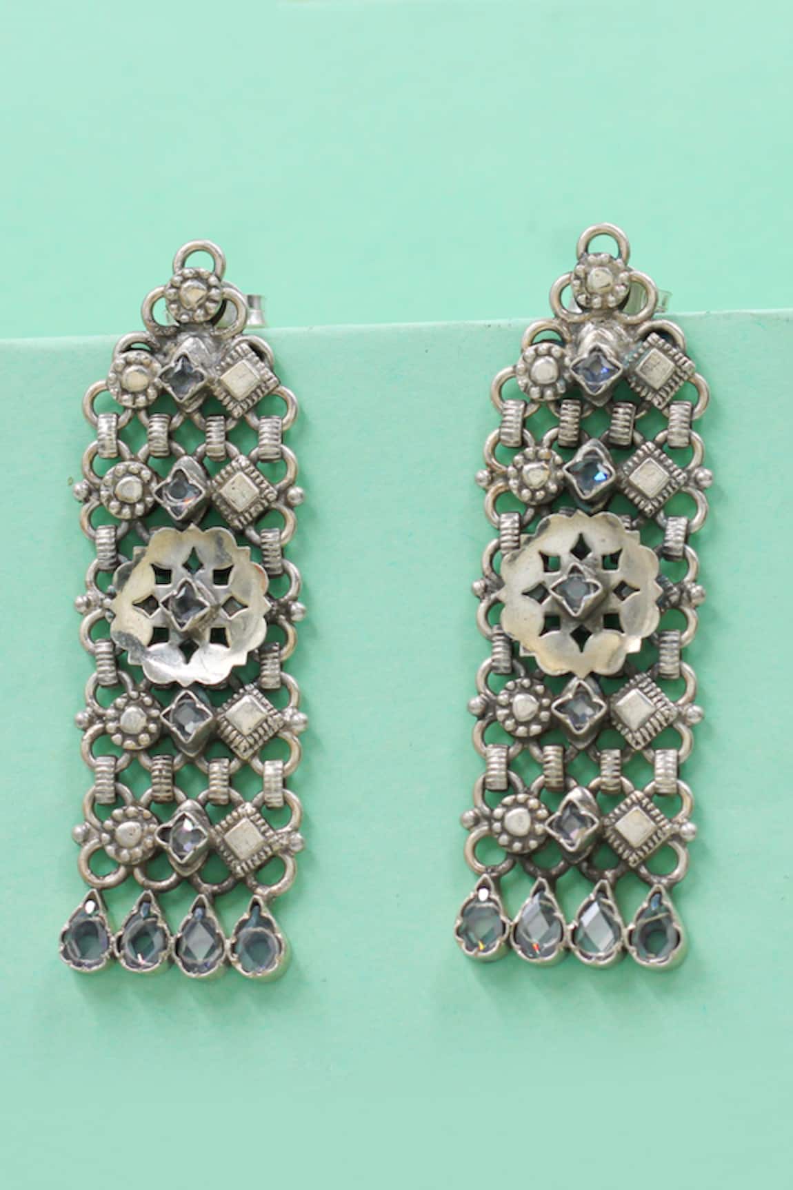 Sangeeta Boochra Heritage Bloom Silver Earrings 