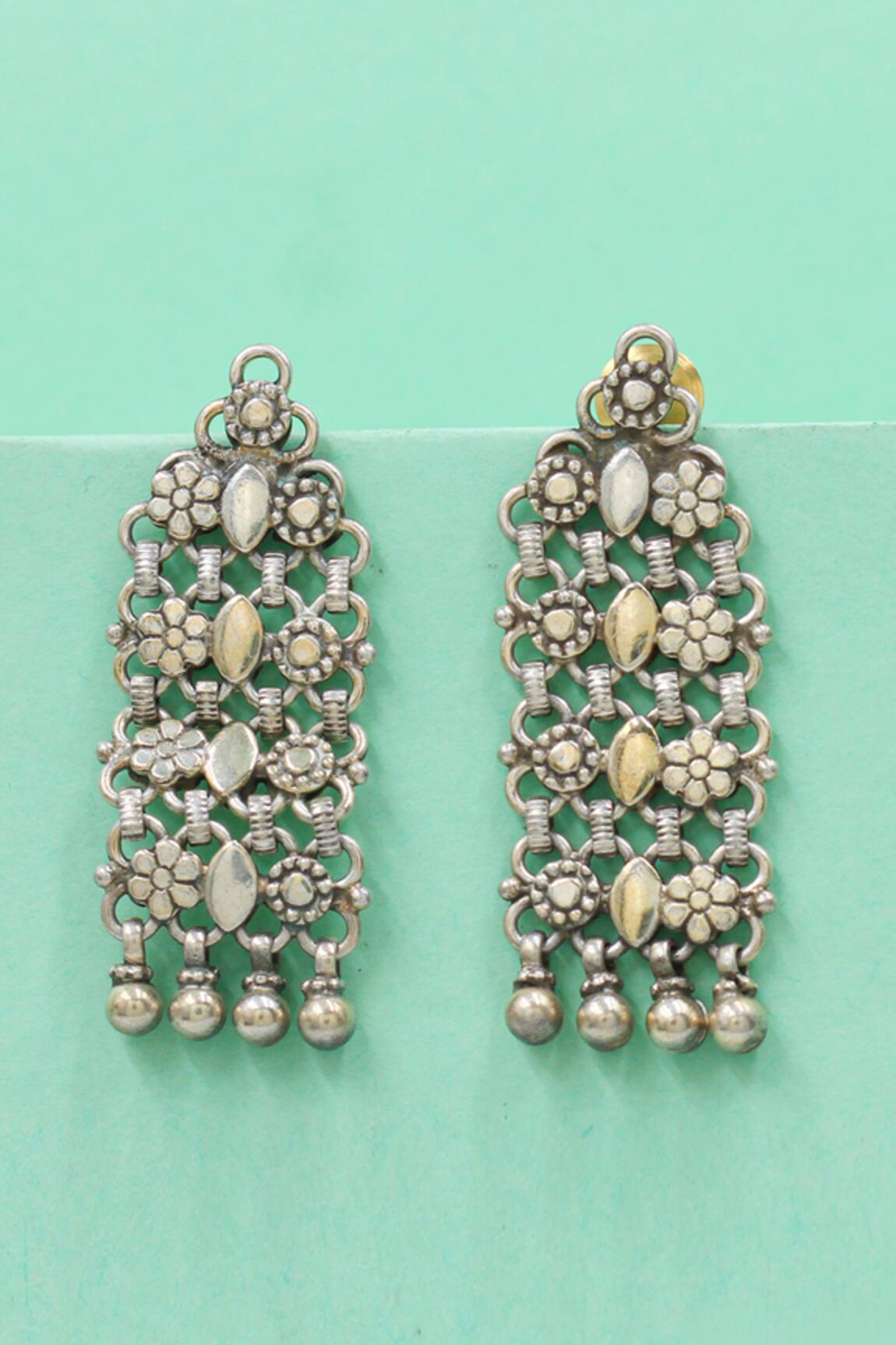 Sangeeta Boochra Heritage Silver Filigree Earrings 