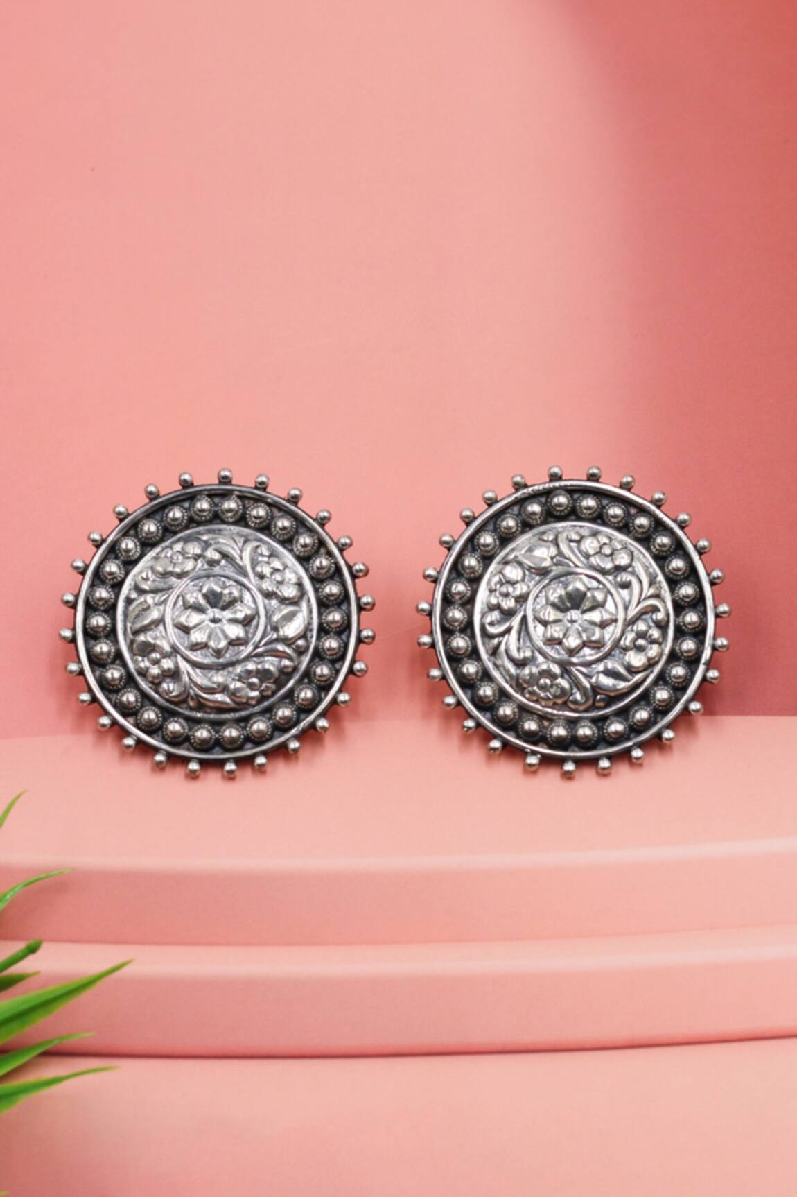 Sangeeta Boochra Timeless Oxidised Silver Studs 