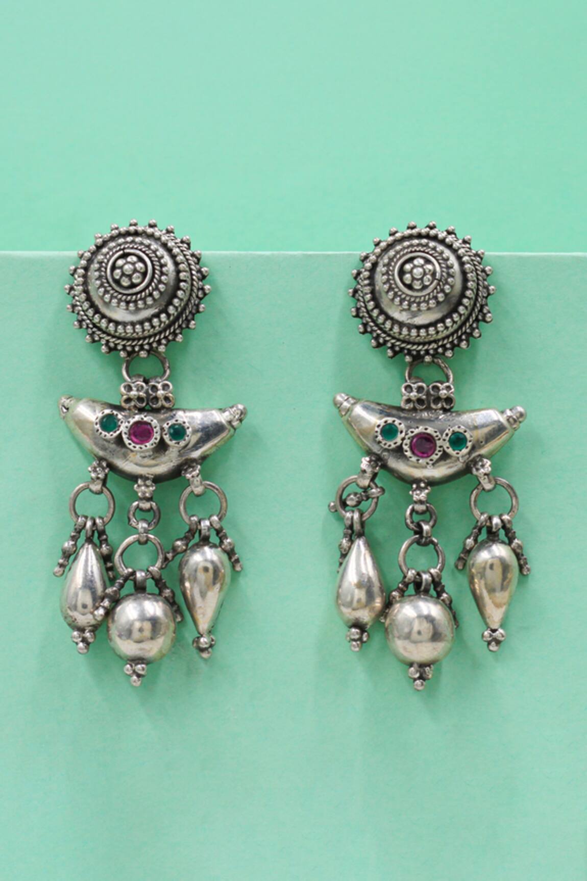Sangeeta Boochra Heritage Oxidised Silver Earrings 