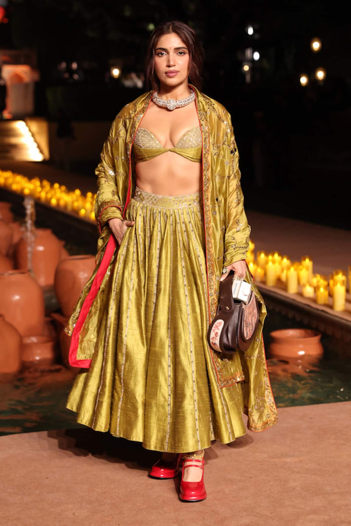 Punit Balana Heena Green Mirror-Embellished Lehenga Set 