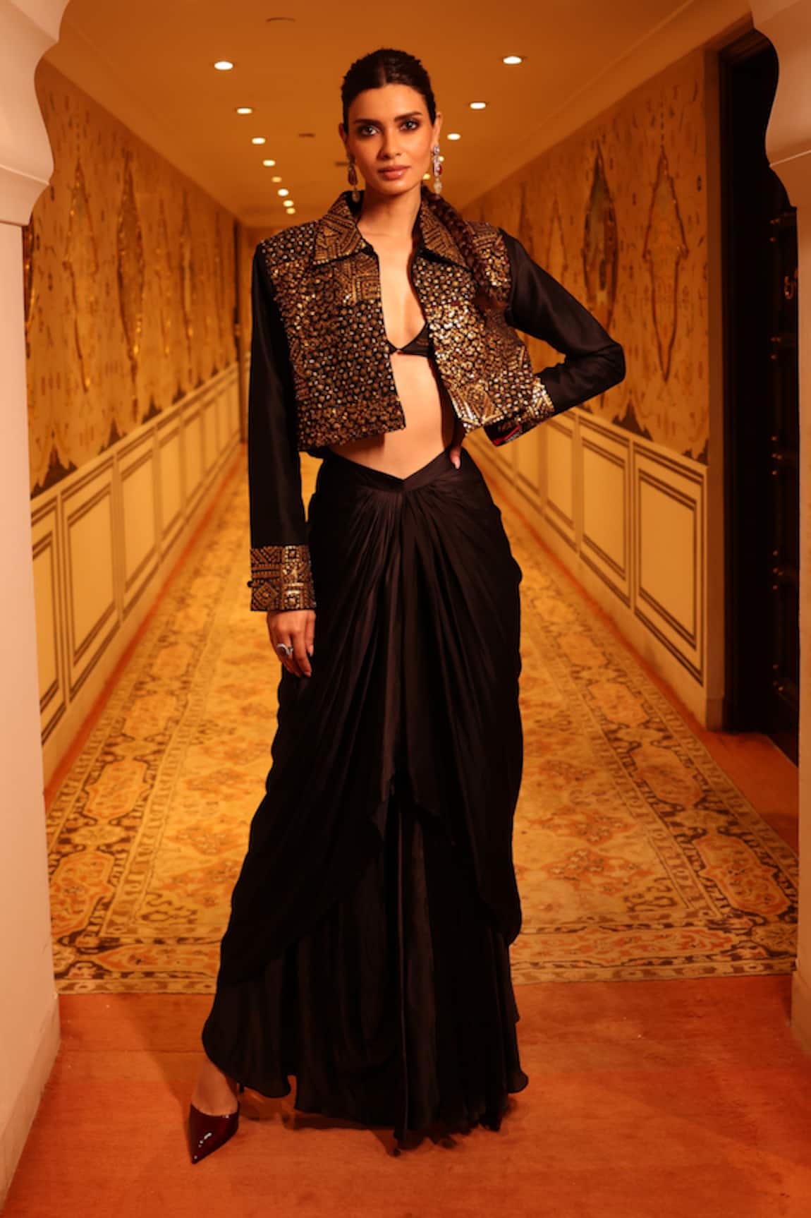 Punit Balana Amer Embroidered Cropped Jacket Set 