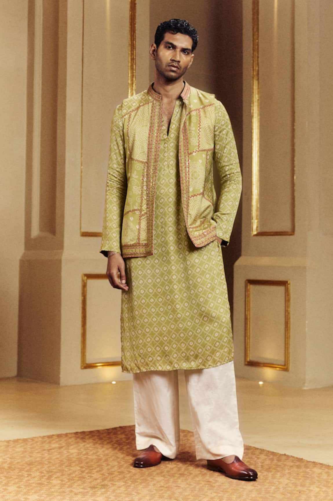 Punit Balana Bandhani Pattern Bundi Kurta Set 