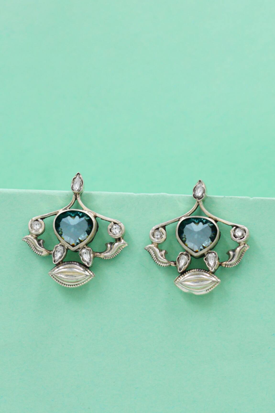 Sangeeta Boochra Heritage Bloom Handcrafted Silver Earrings 
