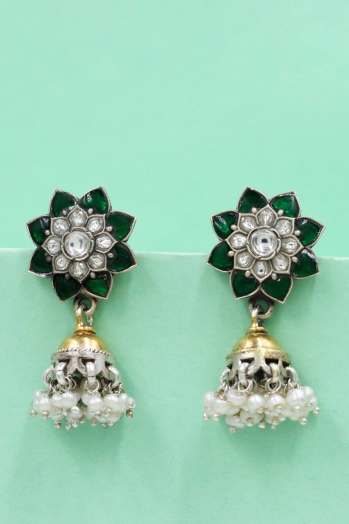 Sangeeta Boochra Sterling Silver Floral Earring 